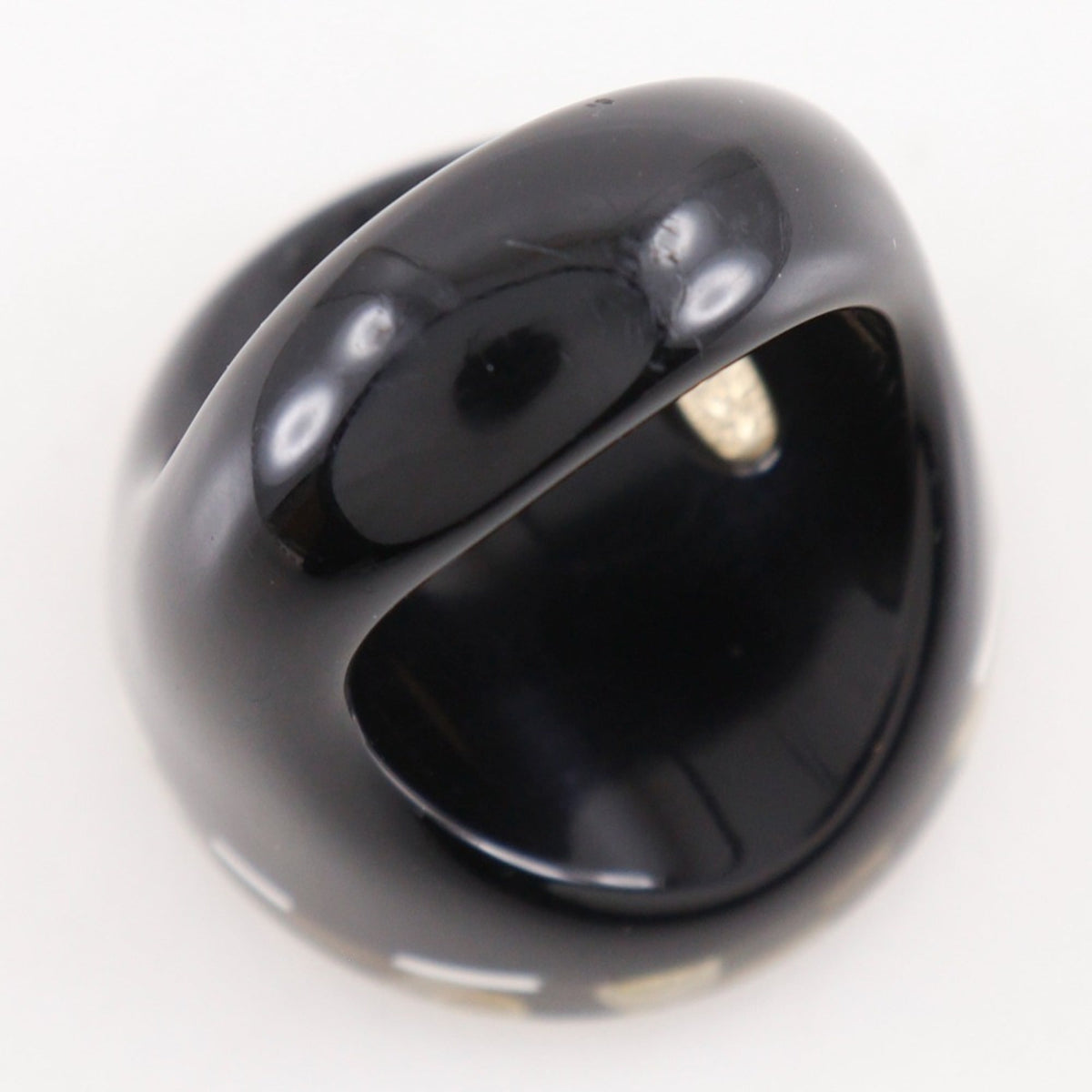Chanel Black White Resin Band Ring (Pre-Owned)