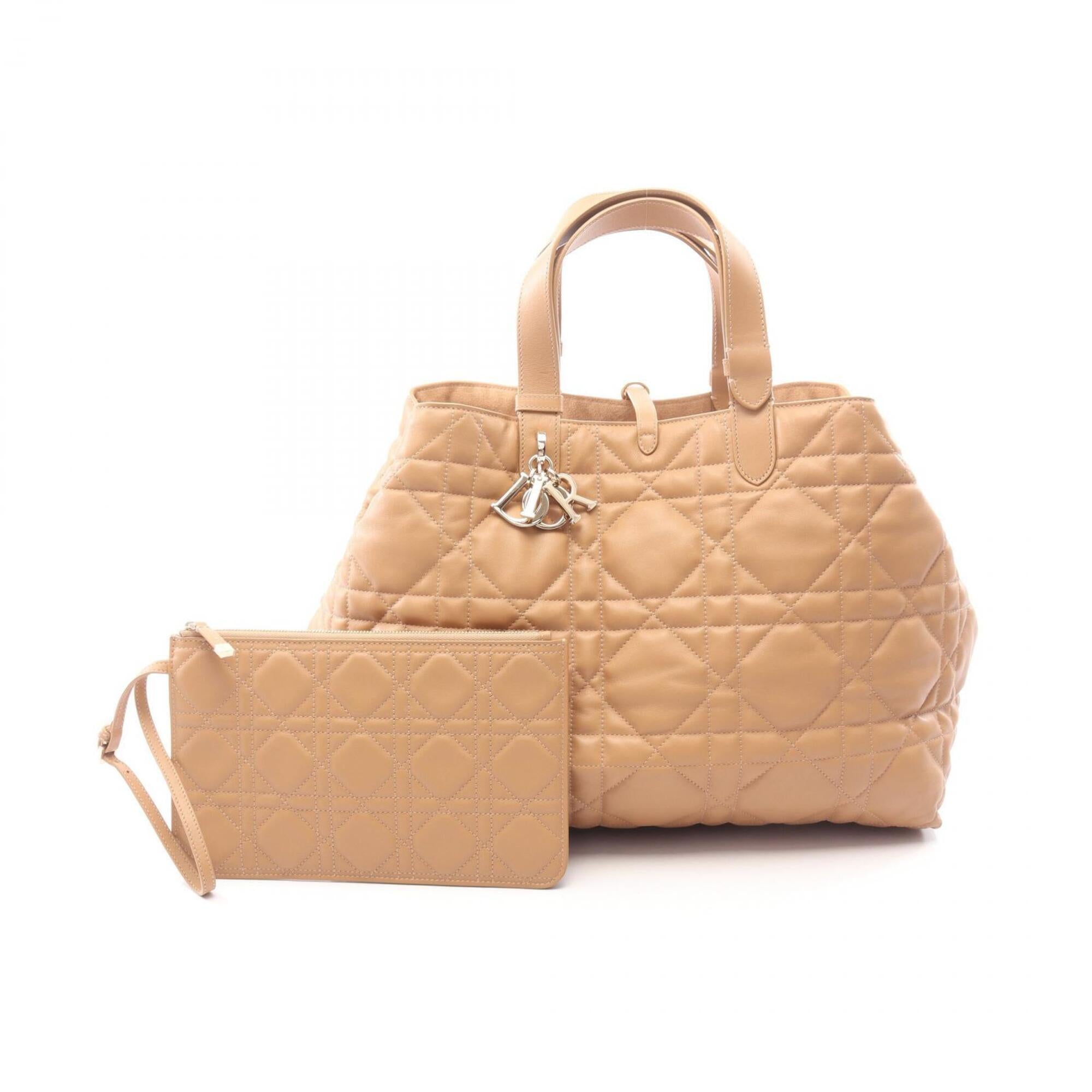 Christian Dior Brown Leather Handbag Pouch Tote Bag (Pre-Owned)