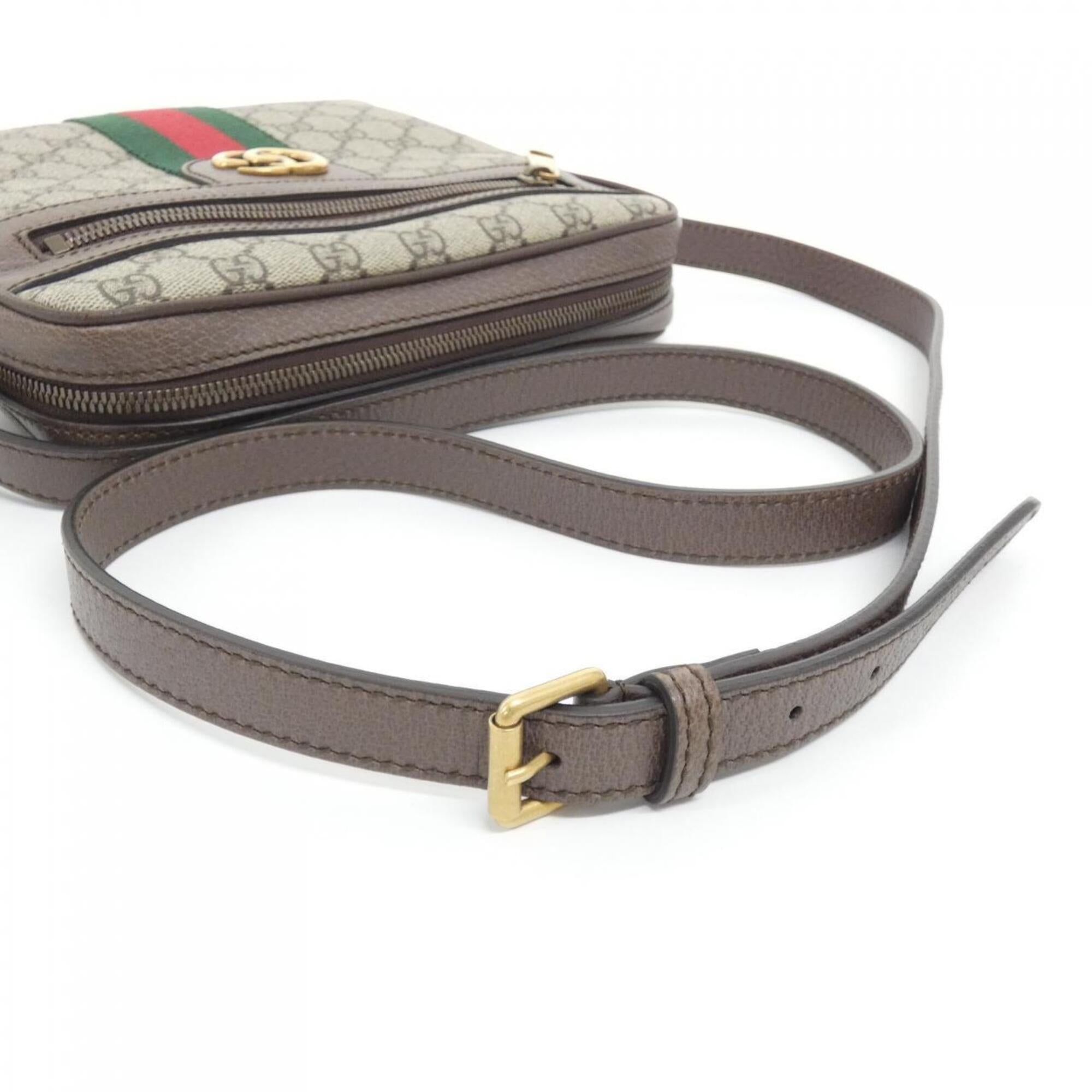 Gucci Ophidia Beige Brown Gg Supreme Canvas Leather Shoulder Bag (Pre-Owned)