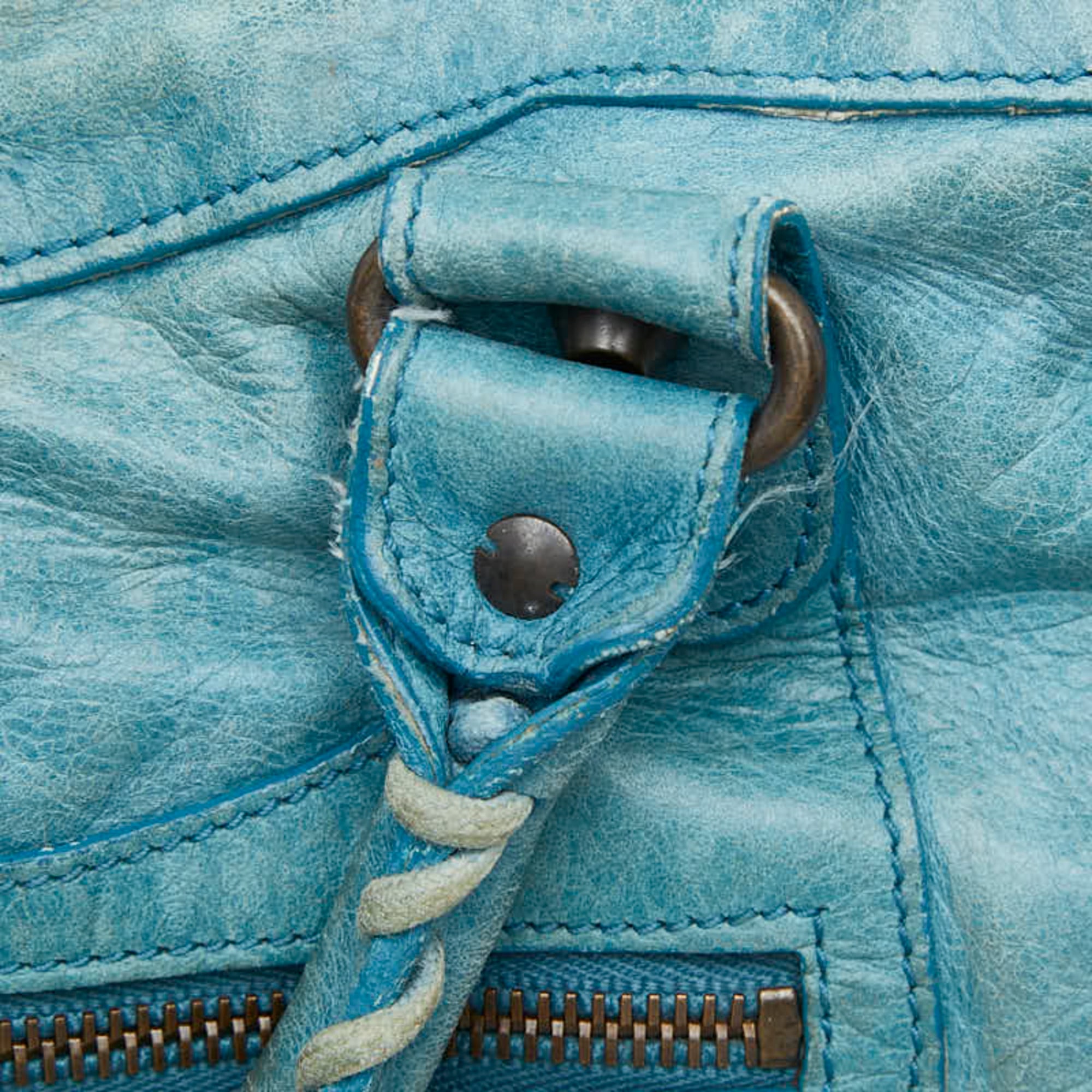 Balenciaga Light Blue Leather Handbag Shoulder Bag (Pre-Owned)