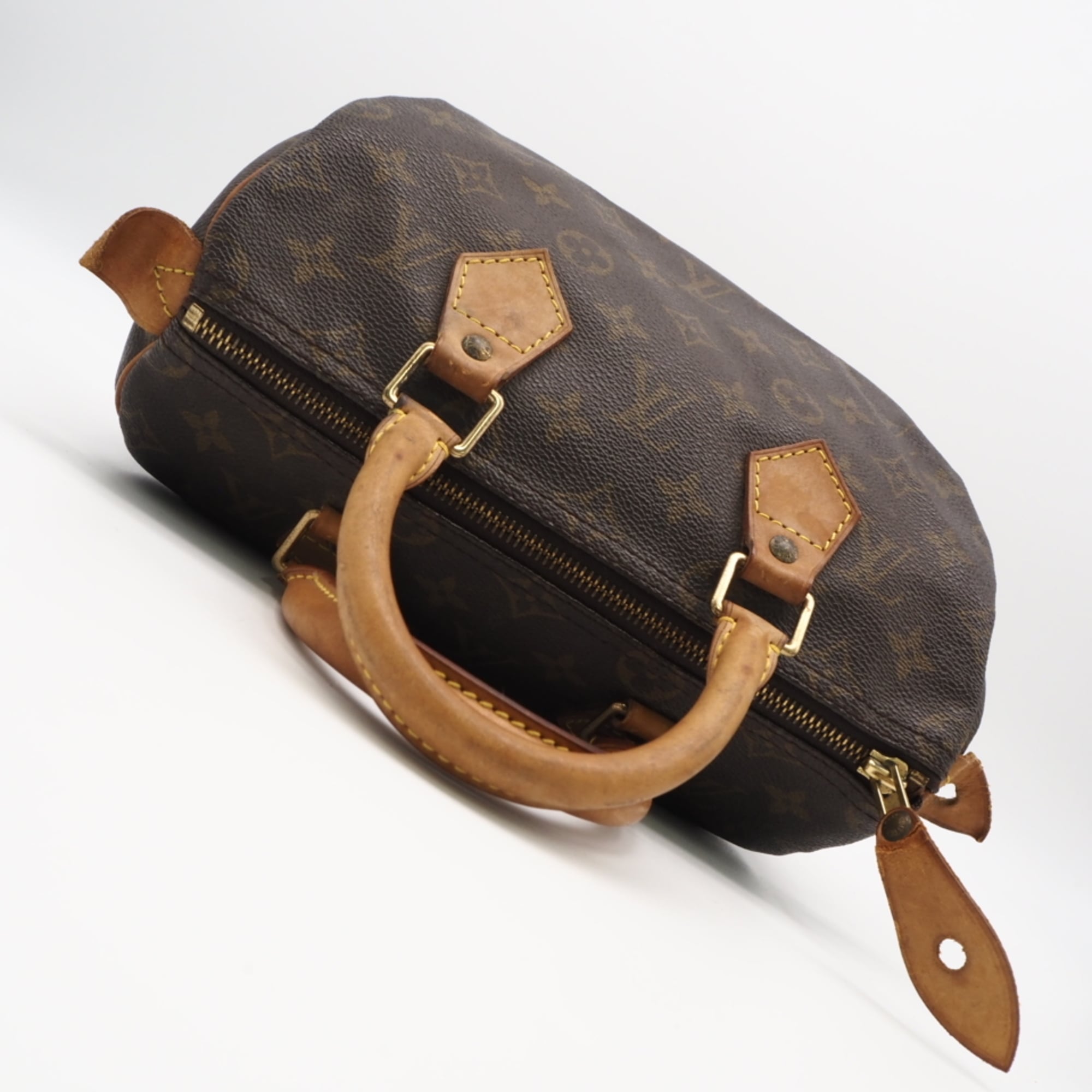 Louis Vuitton Beige Brown Coated Canvas Leather Handbag (Pre-Owned)
