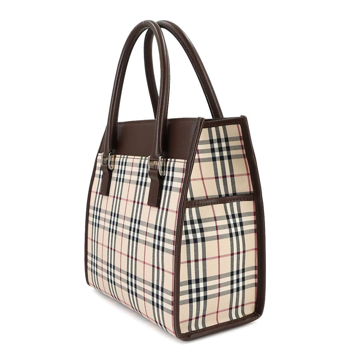 Burberry Beige Brown Canvas Leather Handbag (Pre-Owned)