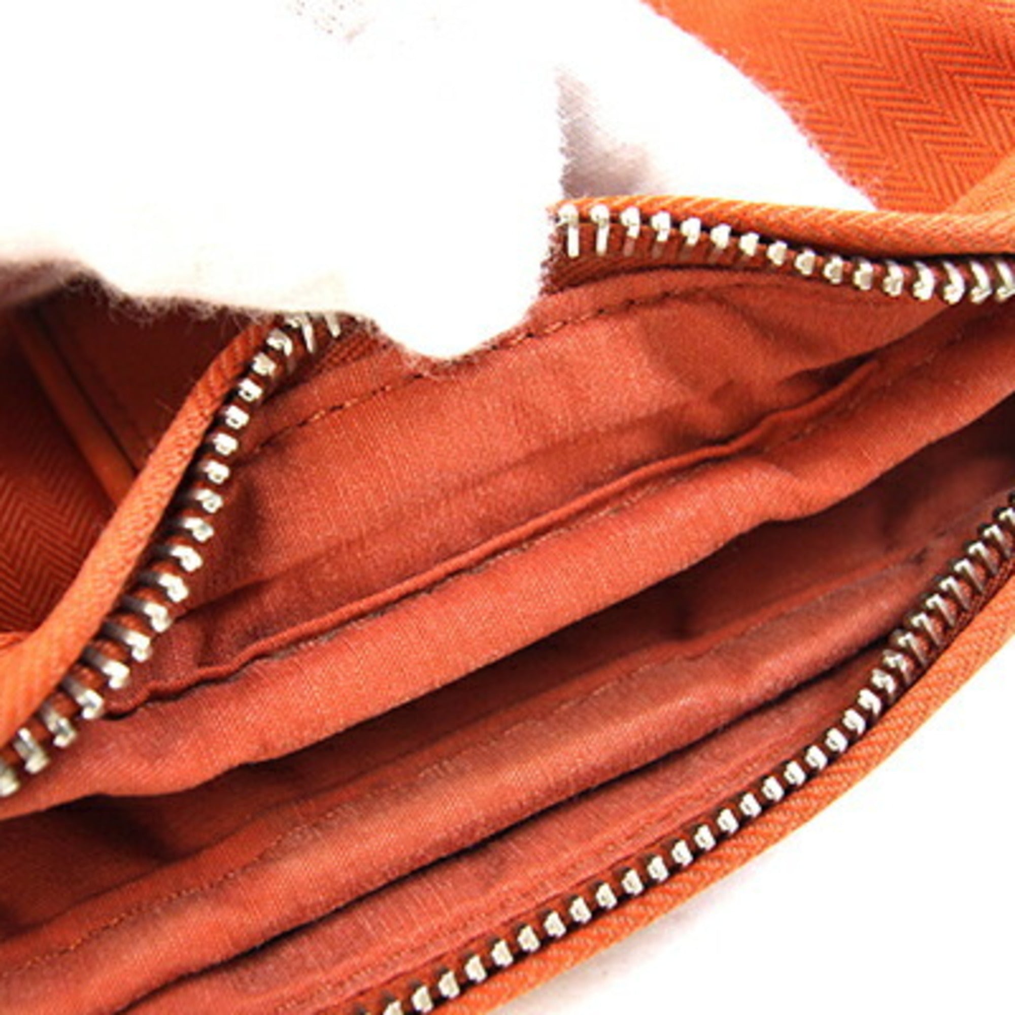 Hermes Acapulco Orange Toile Chevron Leather Shoulder Bag (Pre-Owned)