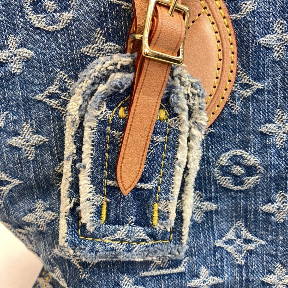 Louis Vuitton Blue Monogram Denim Leather Shoulder Bag Tote Bag (Pre-Owned)