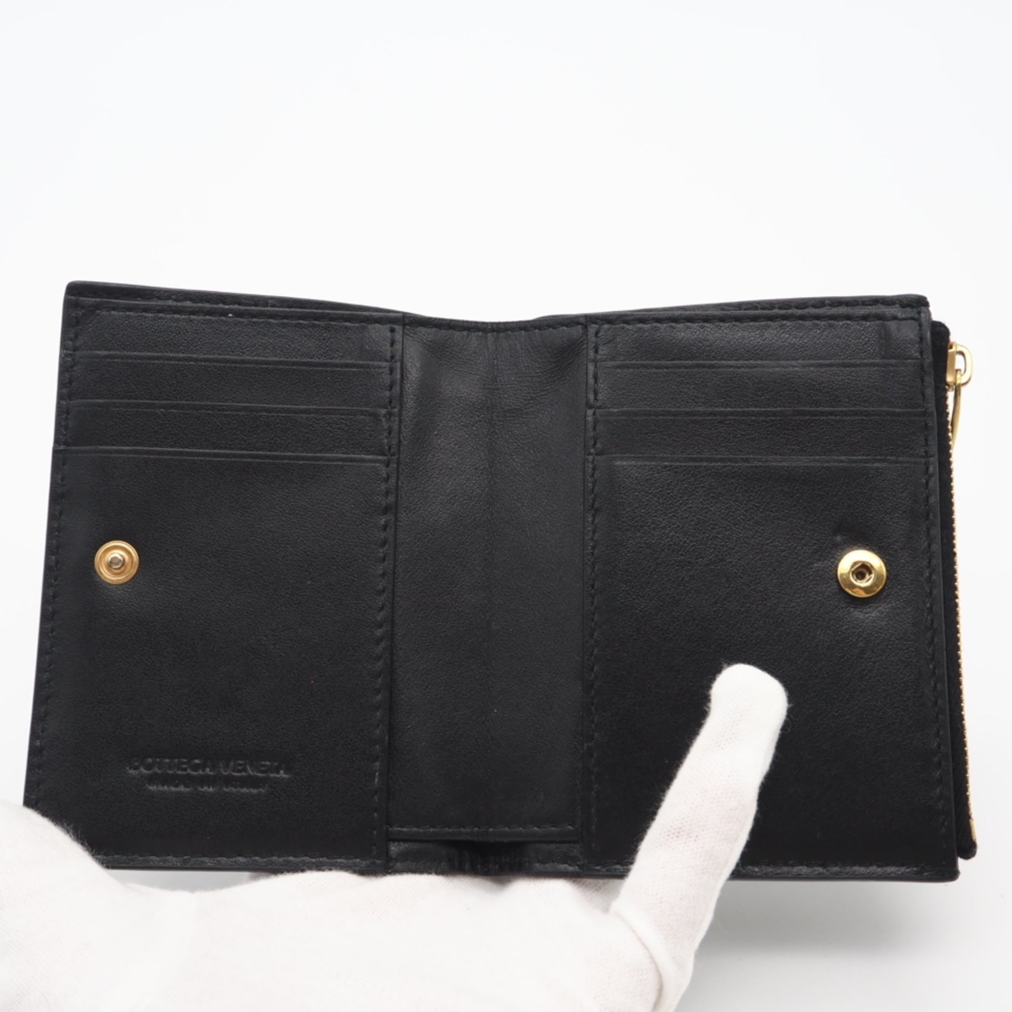 Bottega Veneta Intrecciato Black Leather Wallet (Bi-Fold) (Pre-Owned)
