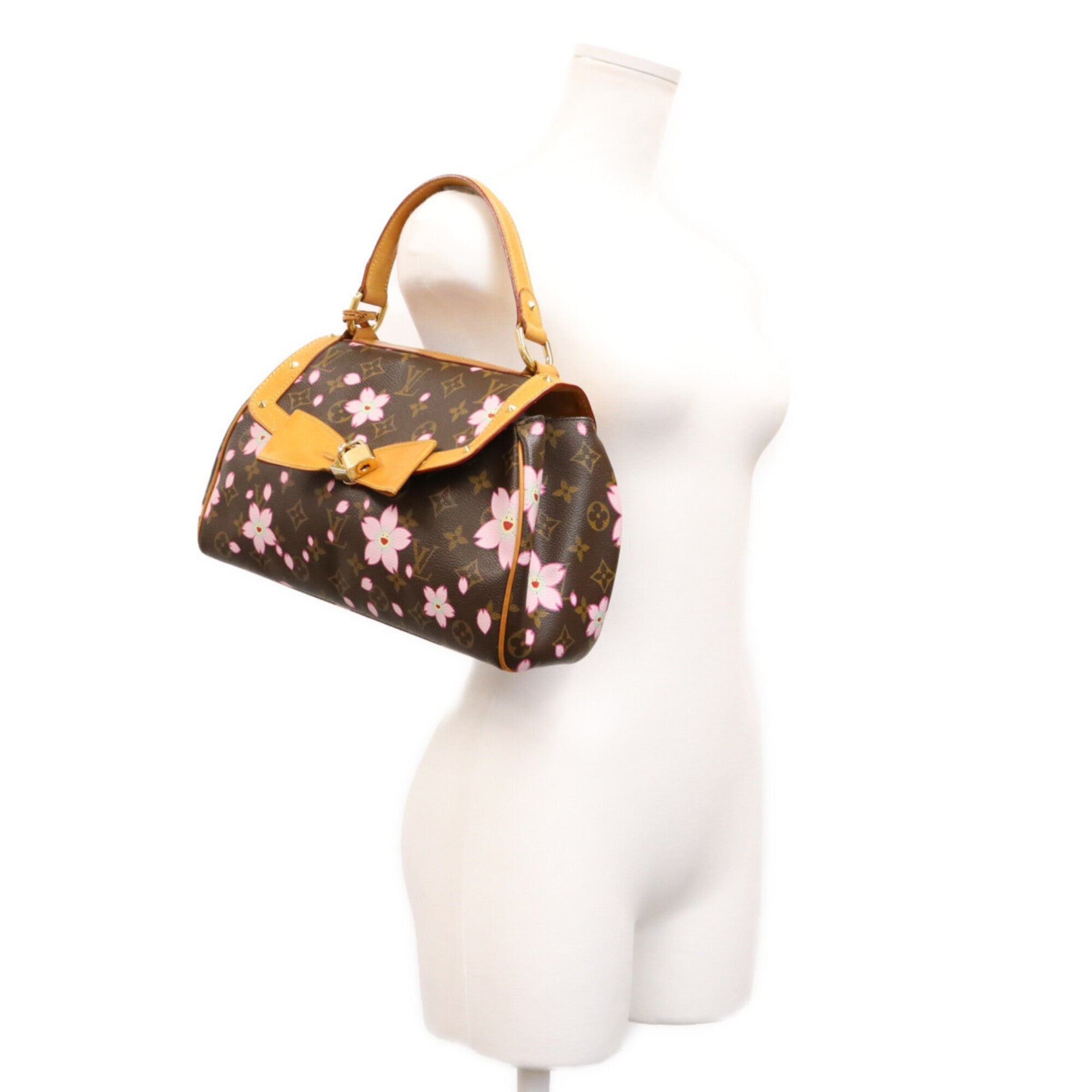 Louis Vuitton Brown Pink Monogram Cherry Blossom Handbag (Pre-Owned)