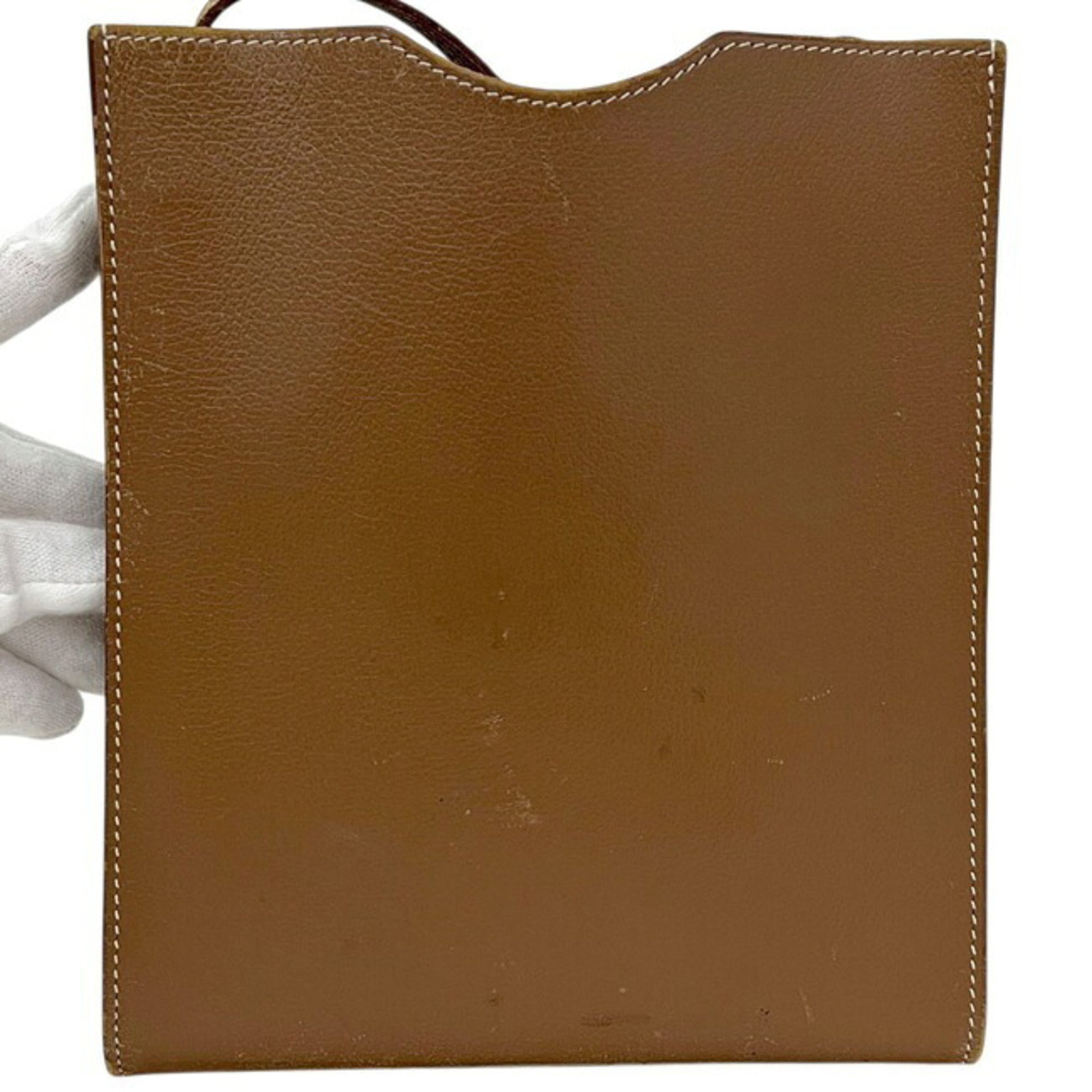 Hermes Brown Leather Pochette Shoulder Bag (Pre-Owned)