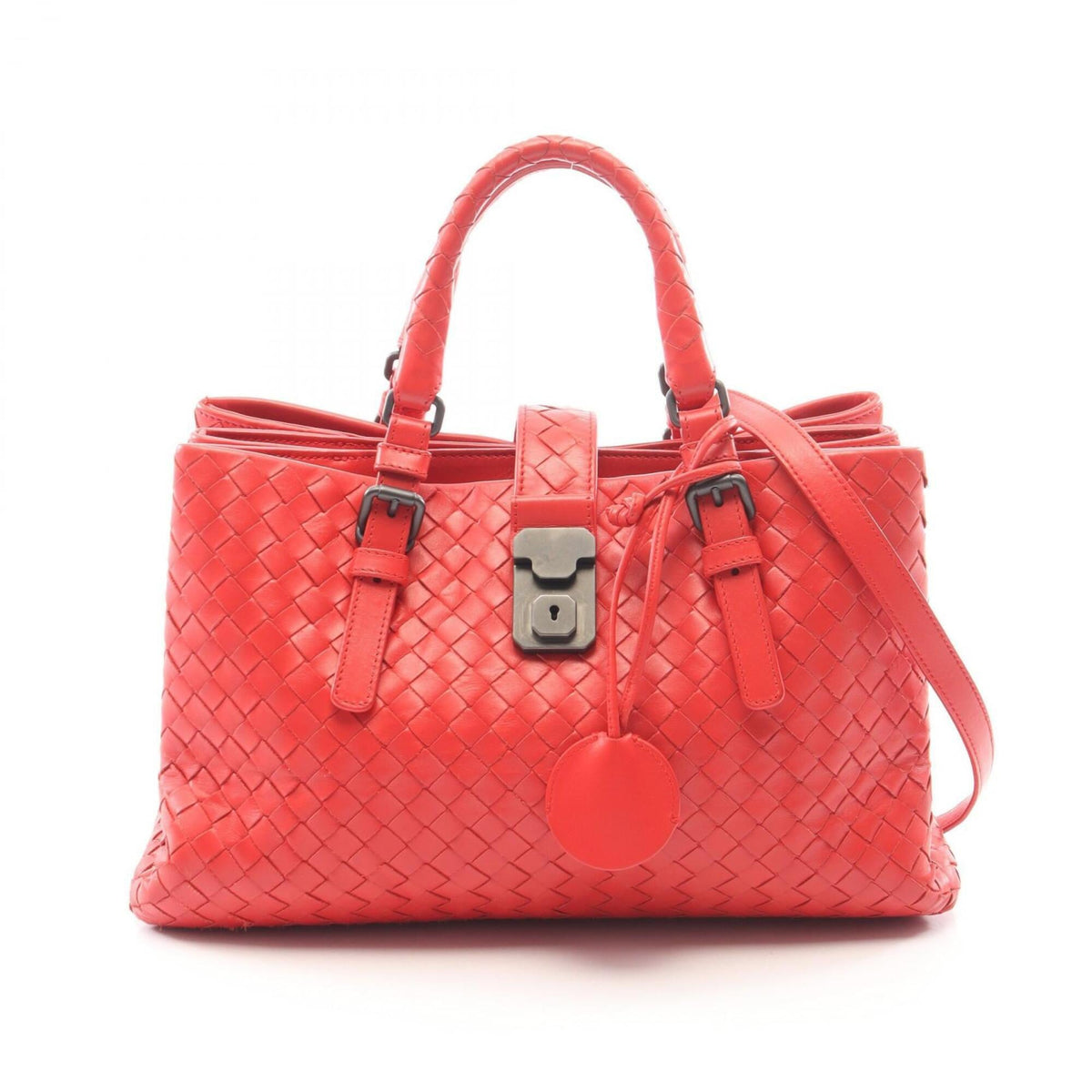 Bottega Veneta Red Color Intrecciato Handbag (Pre-Owned)