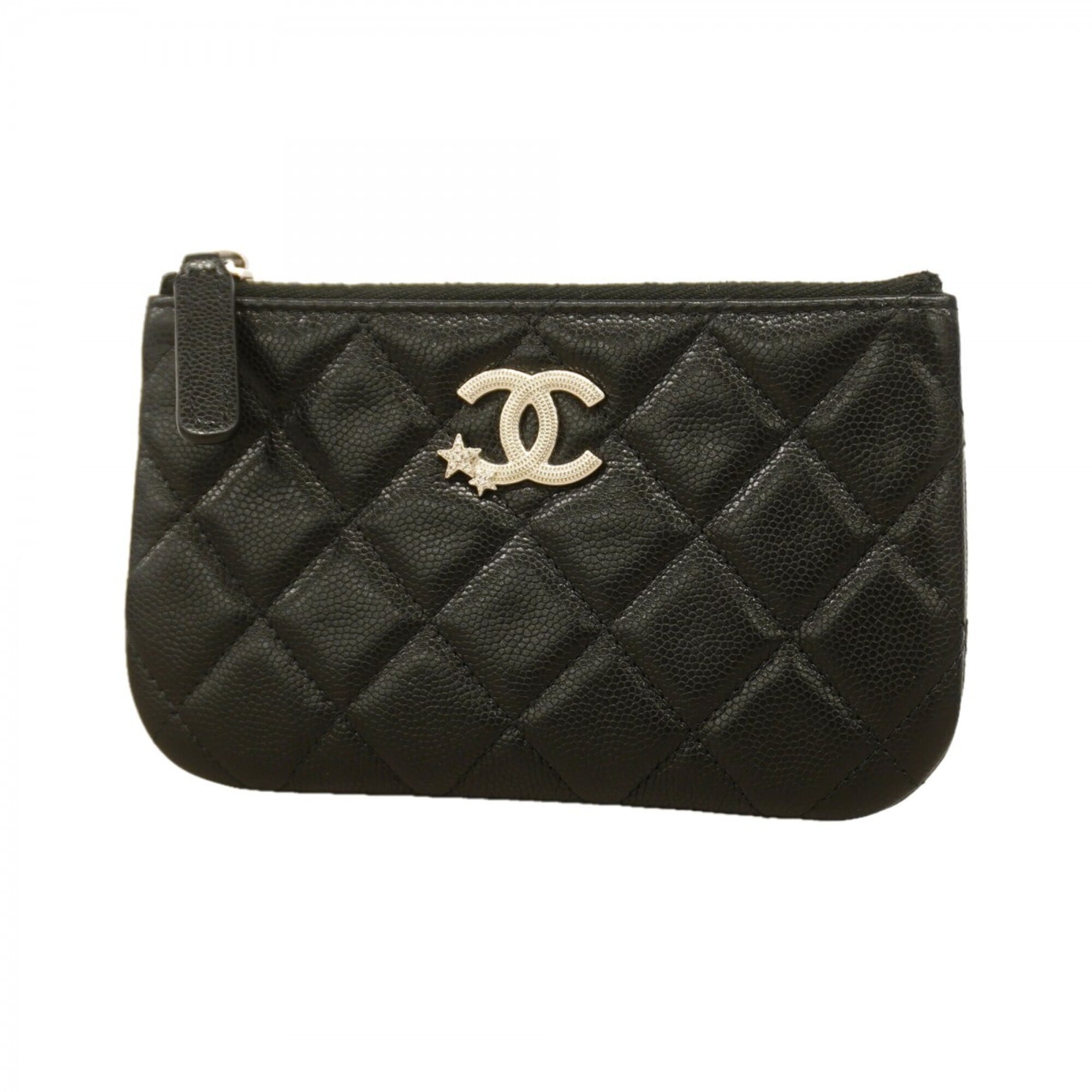 Chanel Black Grained Calfskin Coin Purse/Coin Case (Pre-Owned)