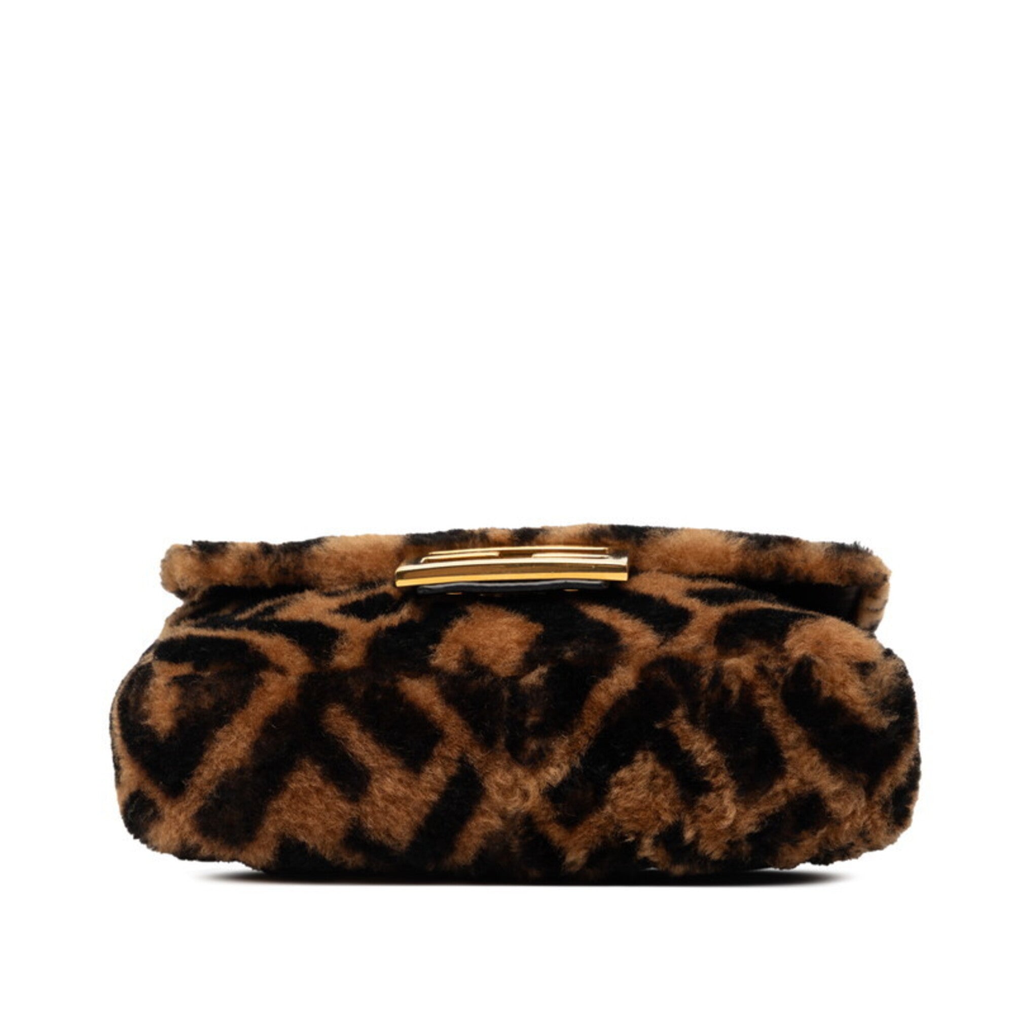 Fendi Zucca Brown Leather Handbag Shoulder Bag (Pre-Owned)