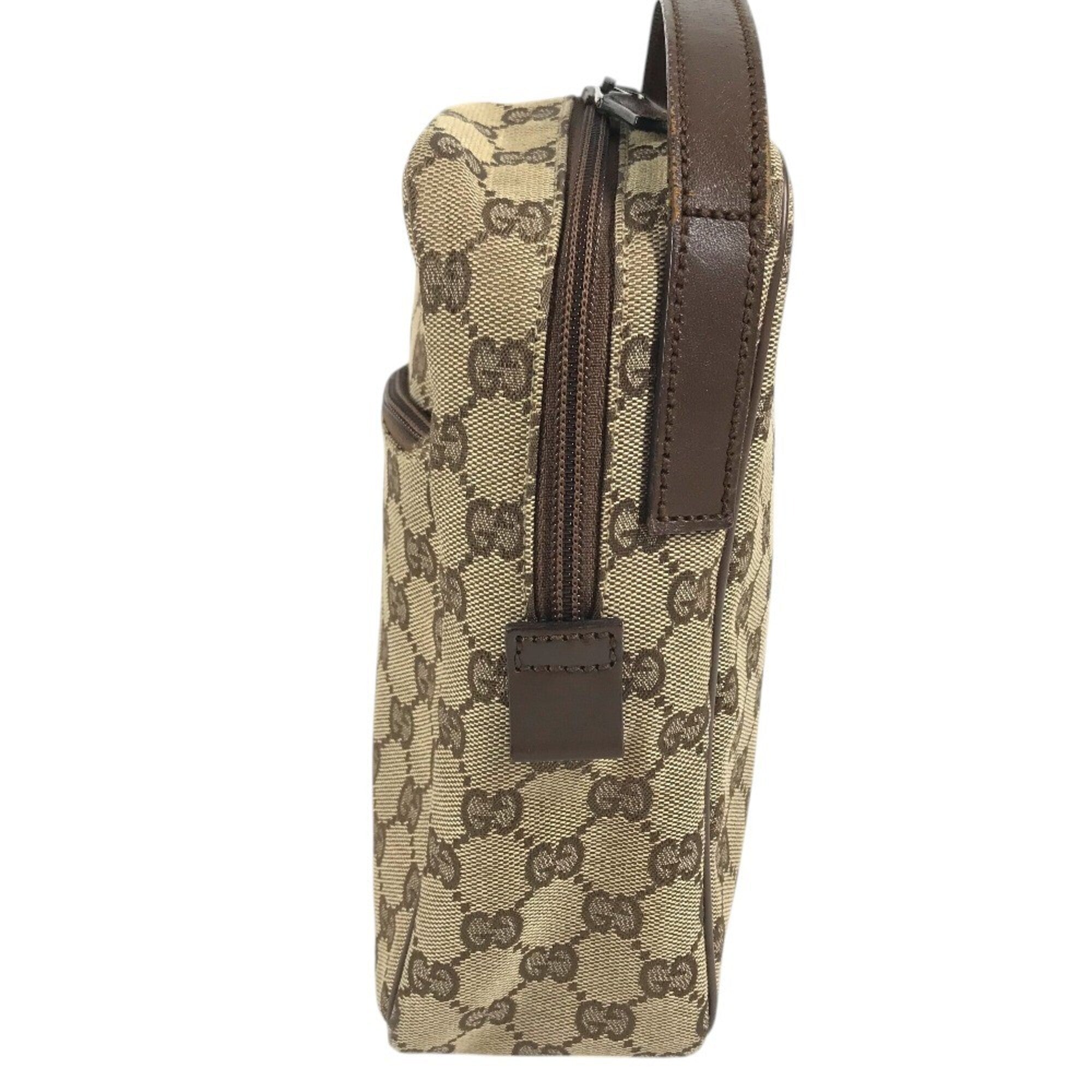 Gucci Beige Gg Canvas Leather Shoulder Bag (Pre-Owned)