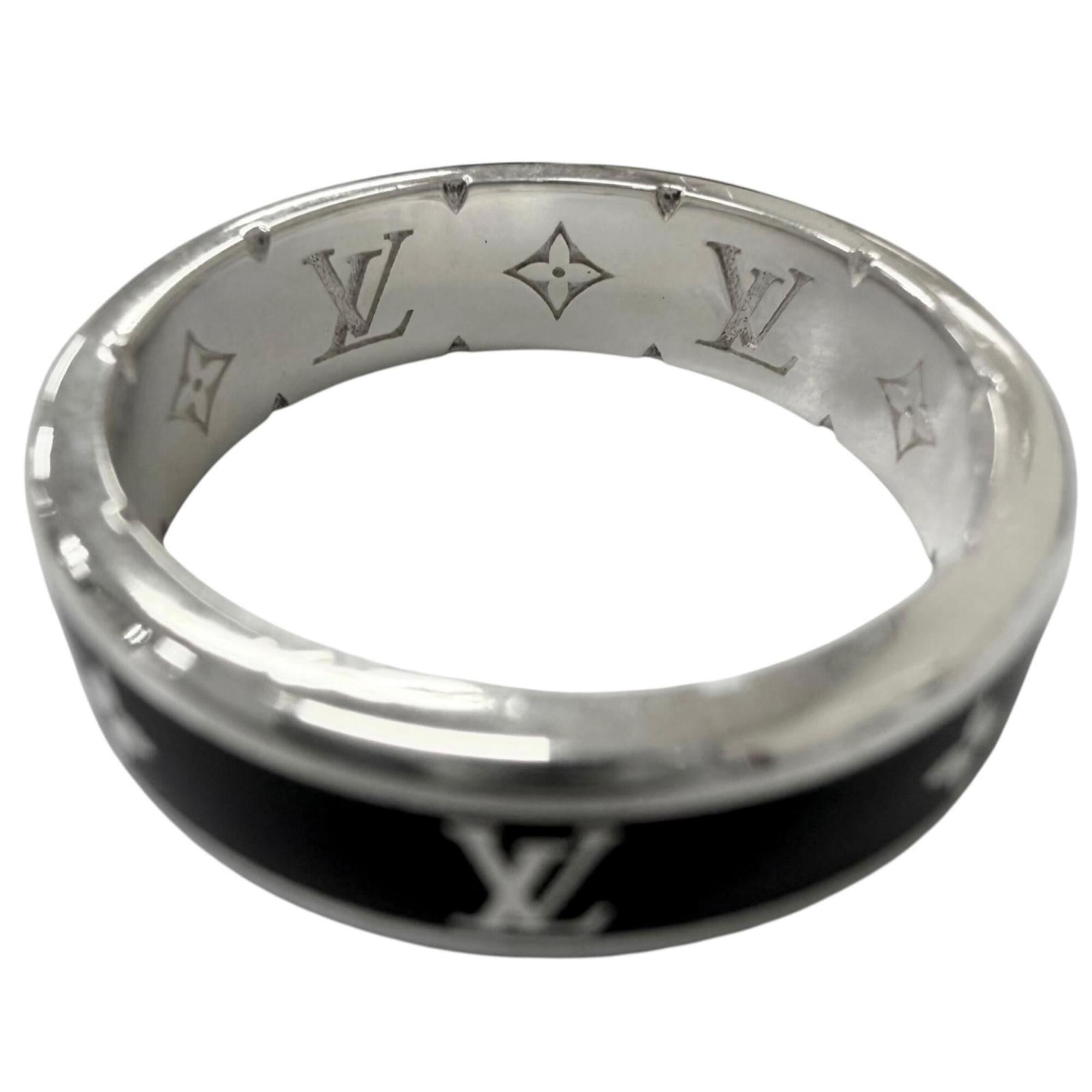 Louis Vuitton Silver Black Silver 925 Band Ring (Pre-Owned)