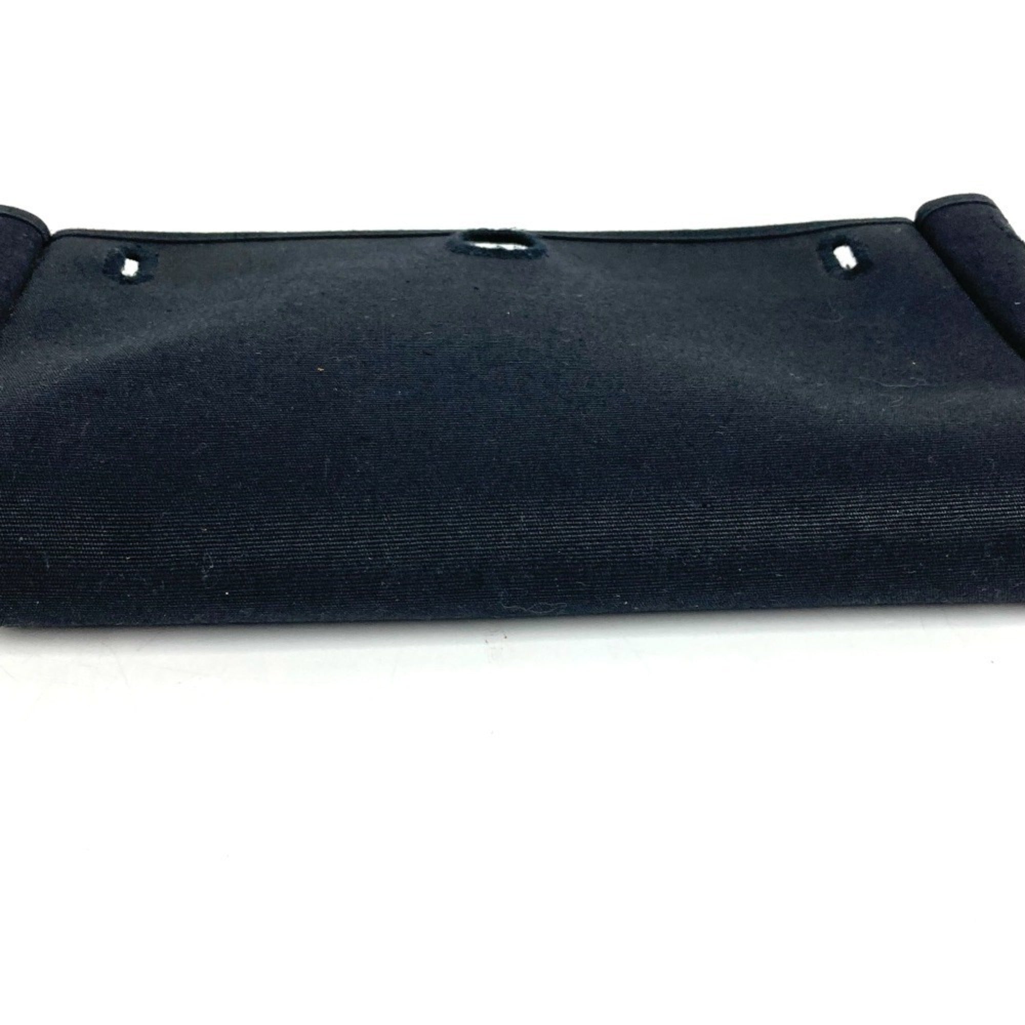 Hermes Black Canvas Clutch Bag Shoulder Bag (Pre-Owned)