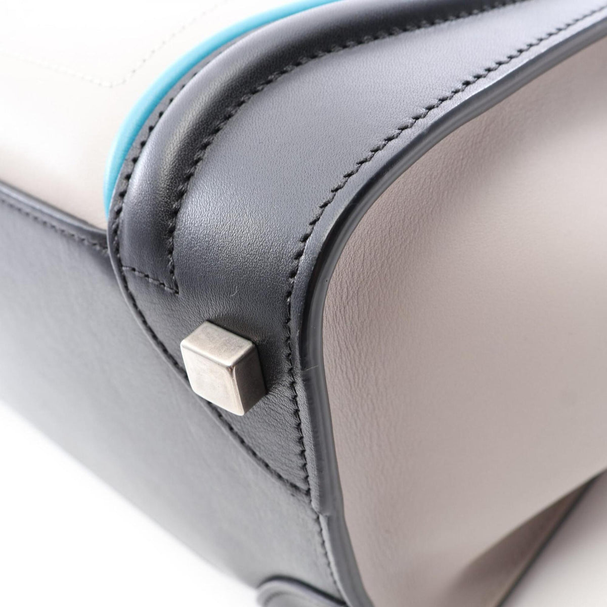 Celine Black Blue Gray Leather Handbag Tote Bag (Pre-Owned)