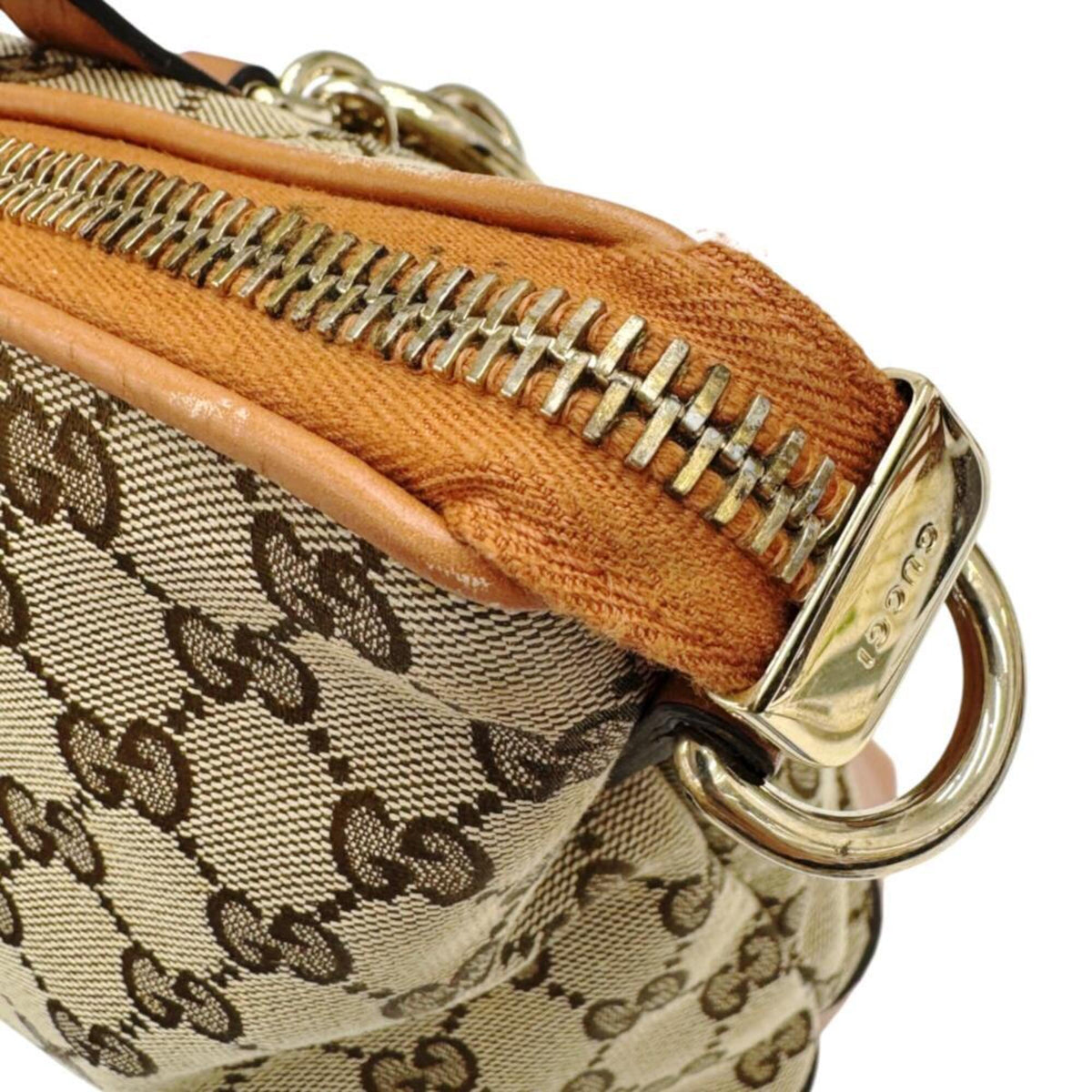 Gucci Beige Pink Beige Canvas Shoulder Bag (Pre-Owned)