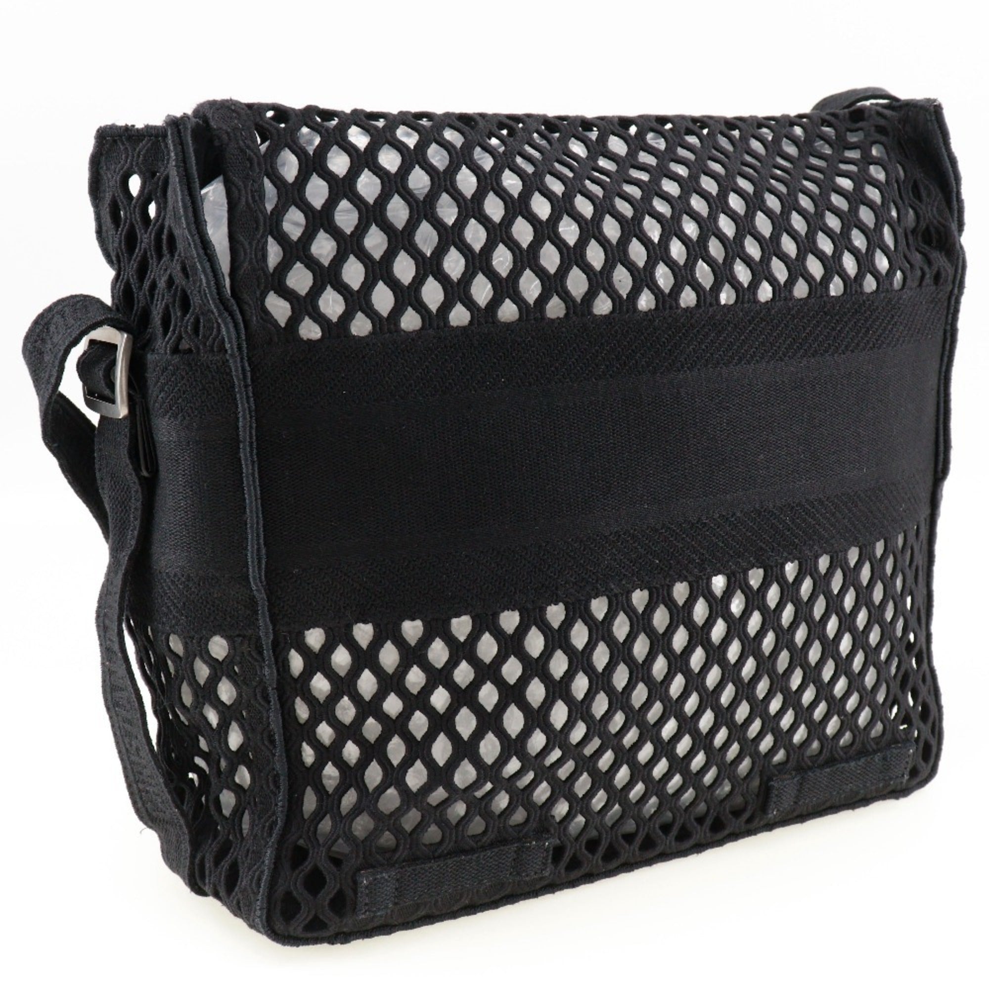 Christian Dior Black Mesh Messenger Bag Shoulder Bag (Pre-Owned)