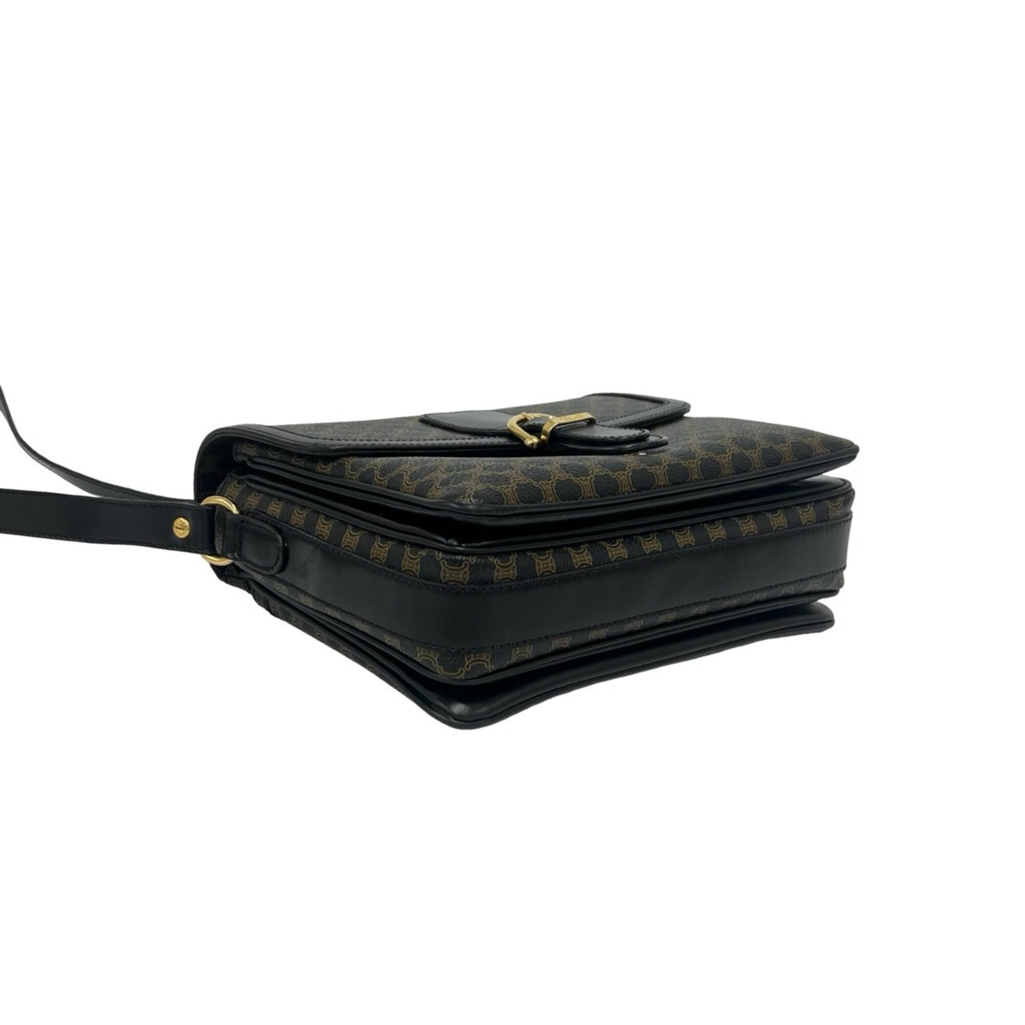 Celine Black Brown Leather Pvc Pochette Shoulder Bag (Pre-Owned)