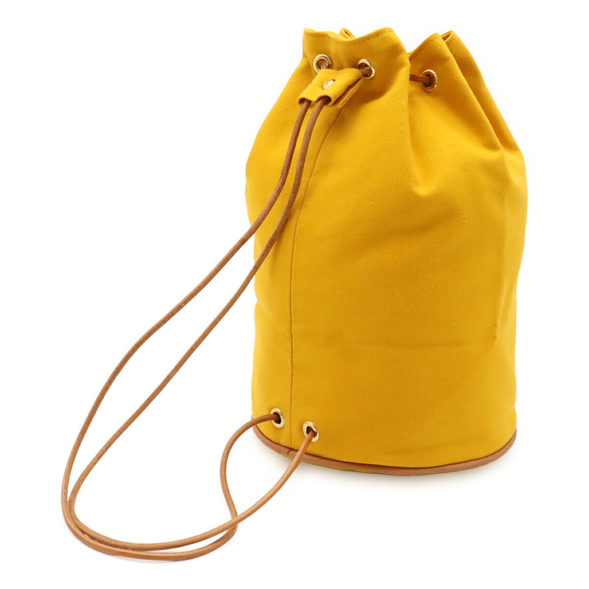 Hermes Yellow Canvas Leather Shoulder Bag (Pre-Owned)