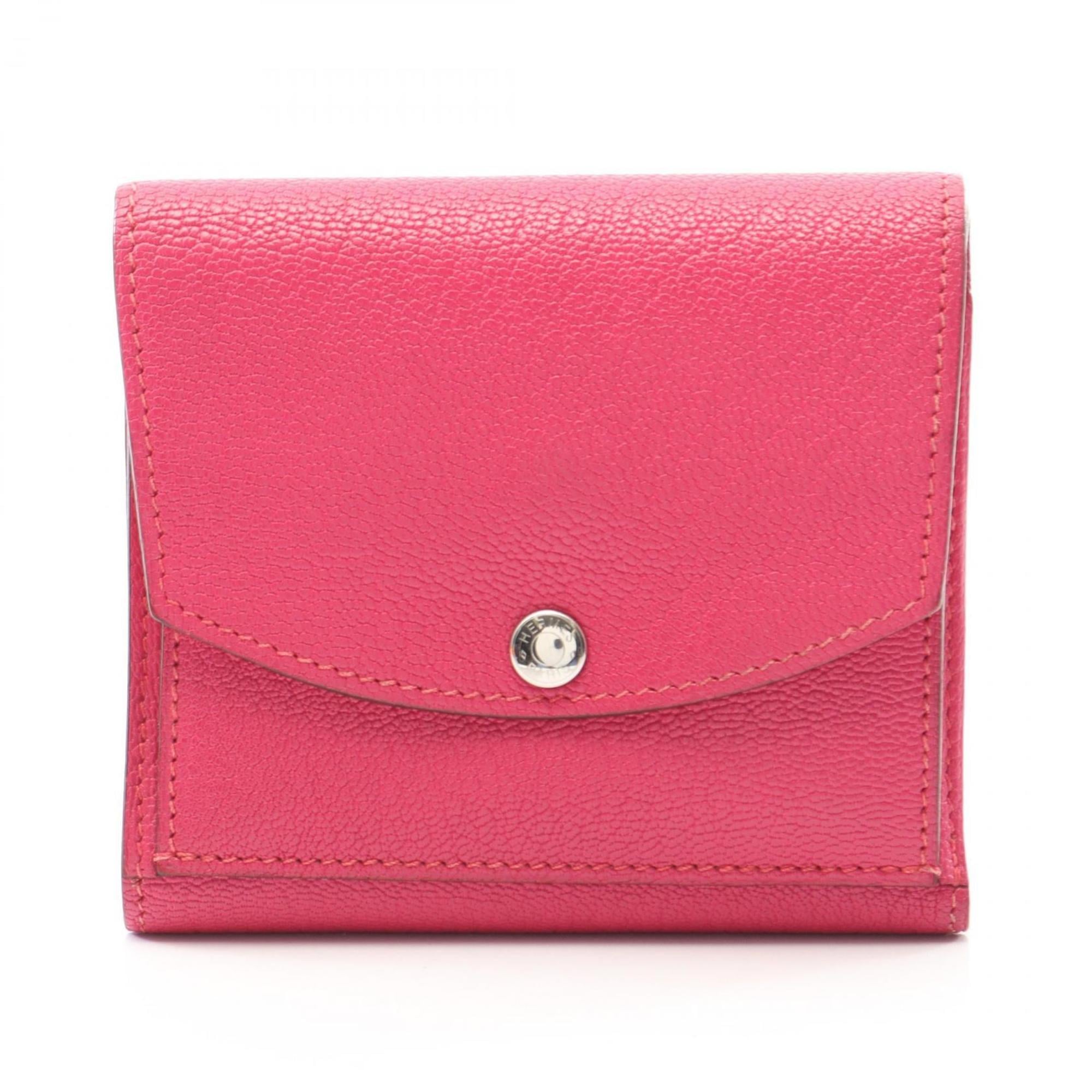 Hermes Pink Chevre Leather Wallet (Tri-Fold) (Pre-Owned)