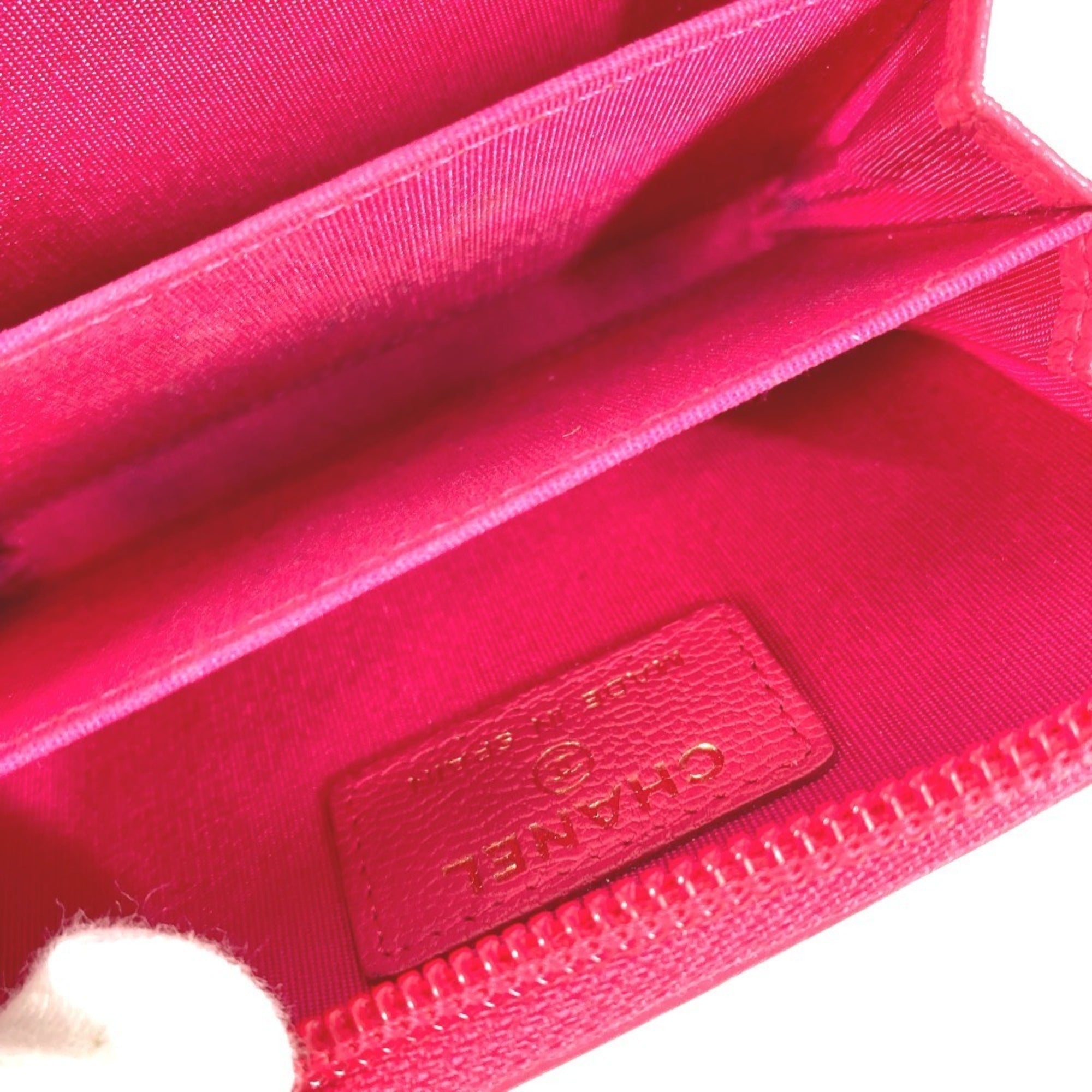 Chanel Pink Leather Coin Purse/Coin Case (Pre-Owned)