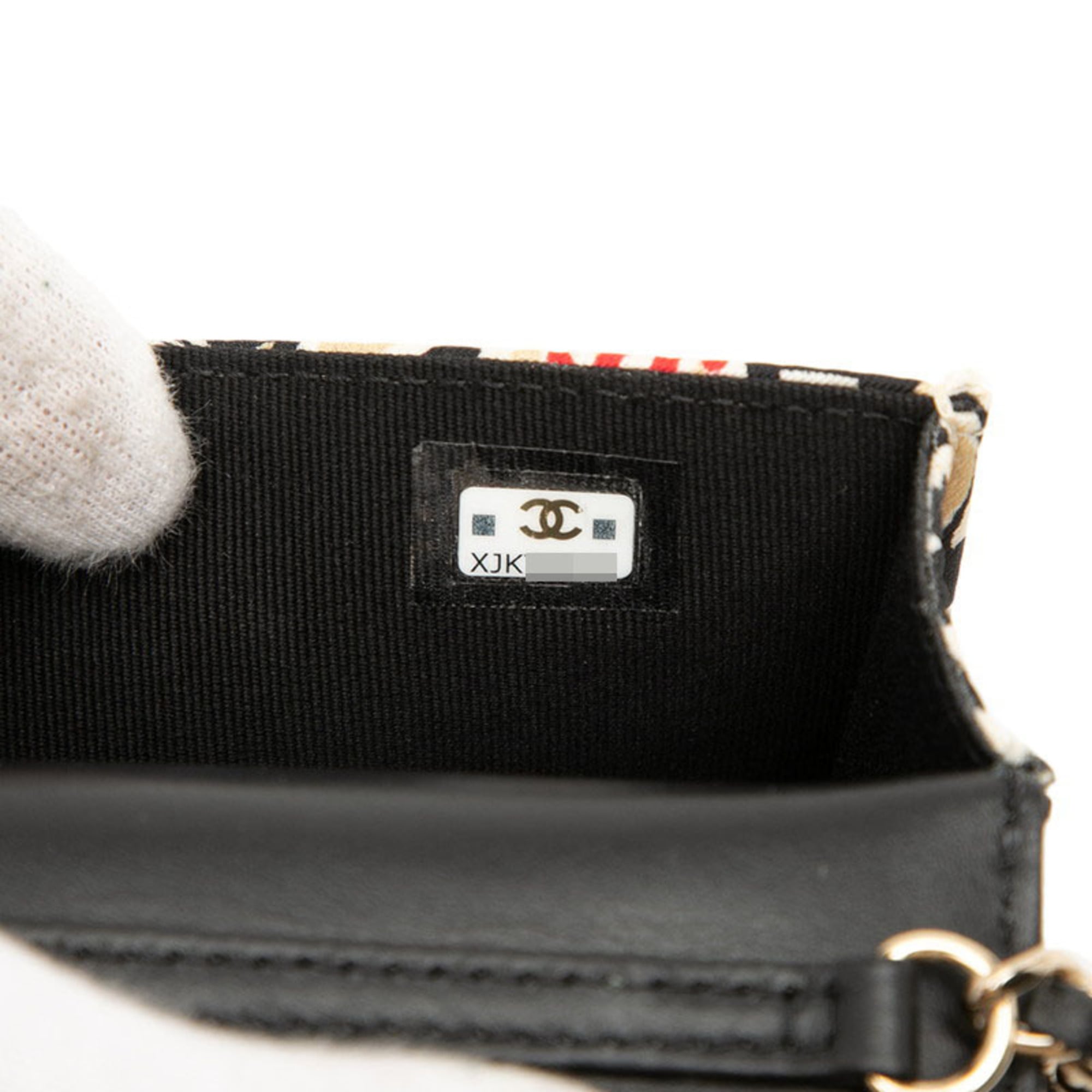 Chanel Beige Black Cotton Leather Shoulder Bag (Pre-Owned)