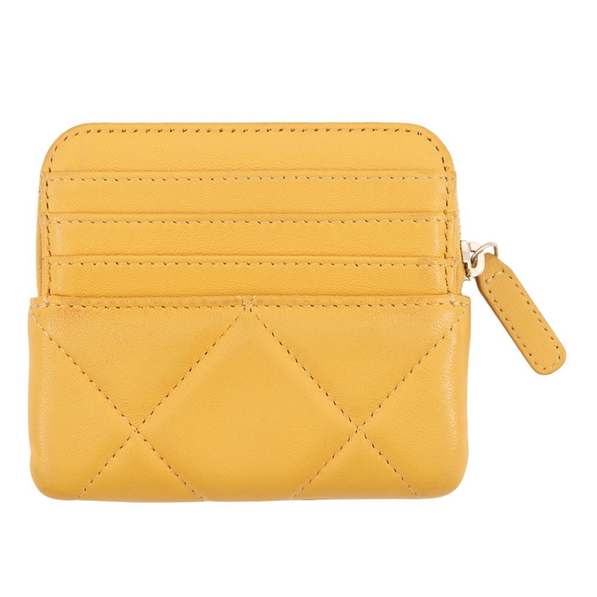Chanel Yellow Leather Coin Purse/Coin Case (Pre-Owned)