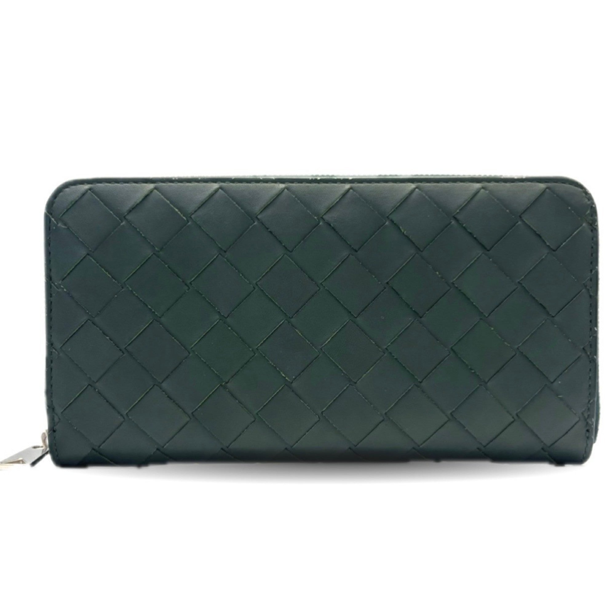 Bottega Veneta Green Leather Long Wallet (Bi-Fold) (Pre-Owned)