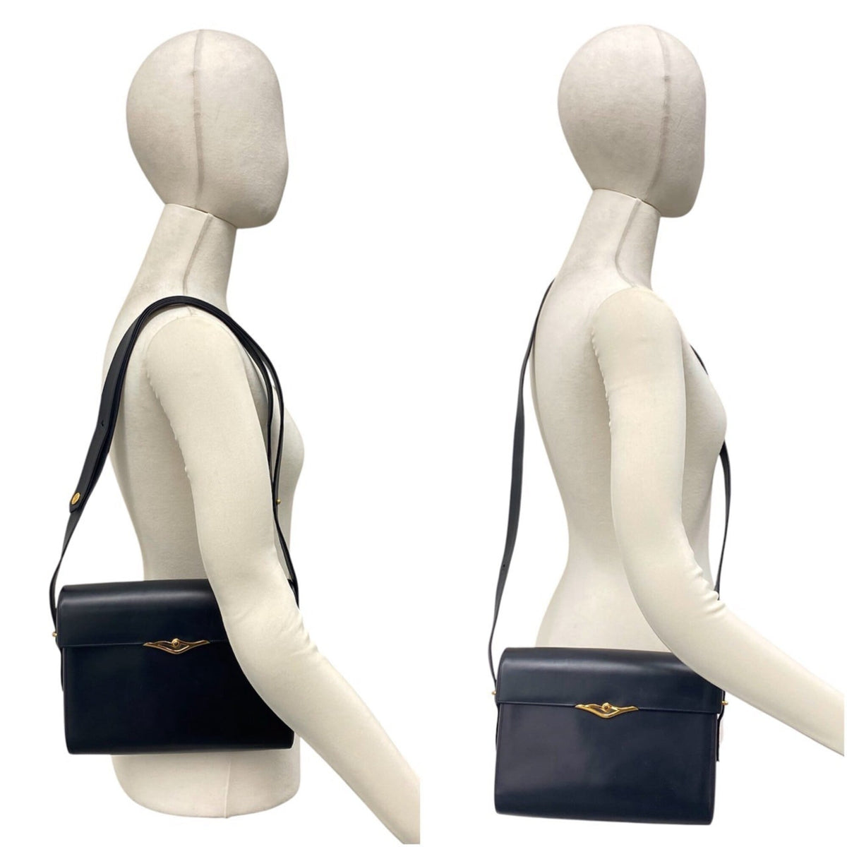 Cartier Black Leather Handbag Pochette Shoulder Bag (Pre-Owned)