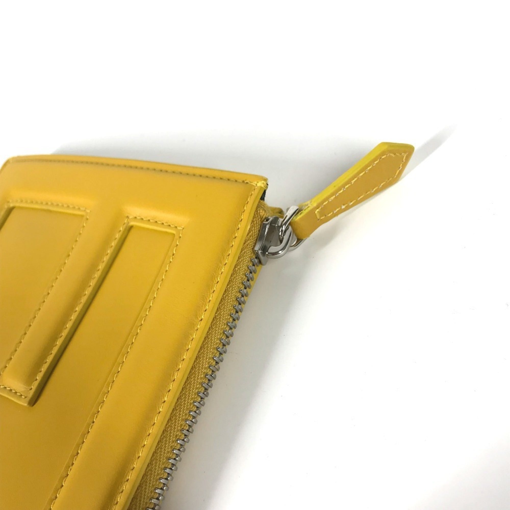 Fendi Yellow Leather Clutch Bag Pouch (Pre-Owned)