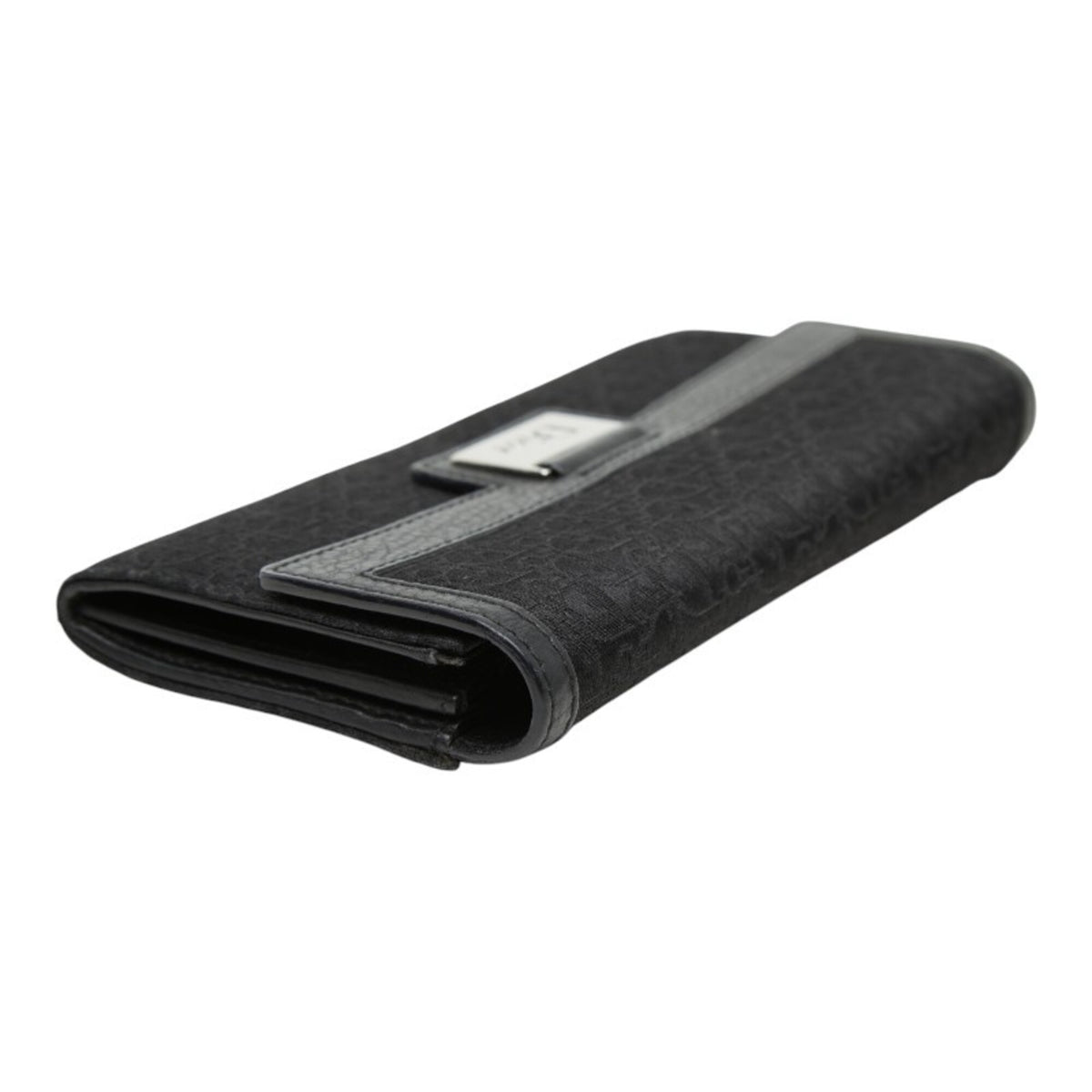 Christian Dior Black Canvas Leather Long Wallet (Bi-Fold) (Pre-Owned)