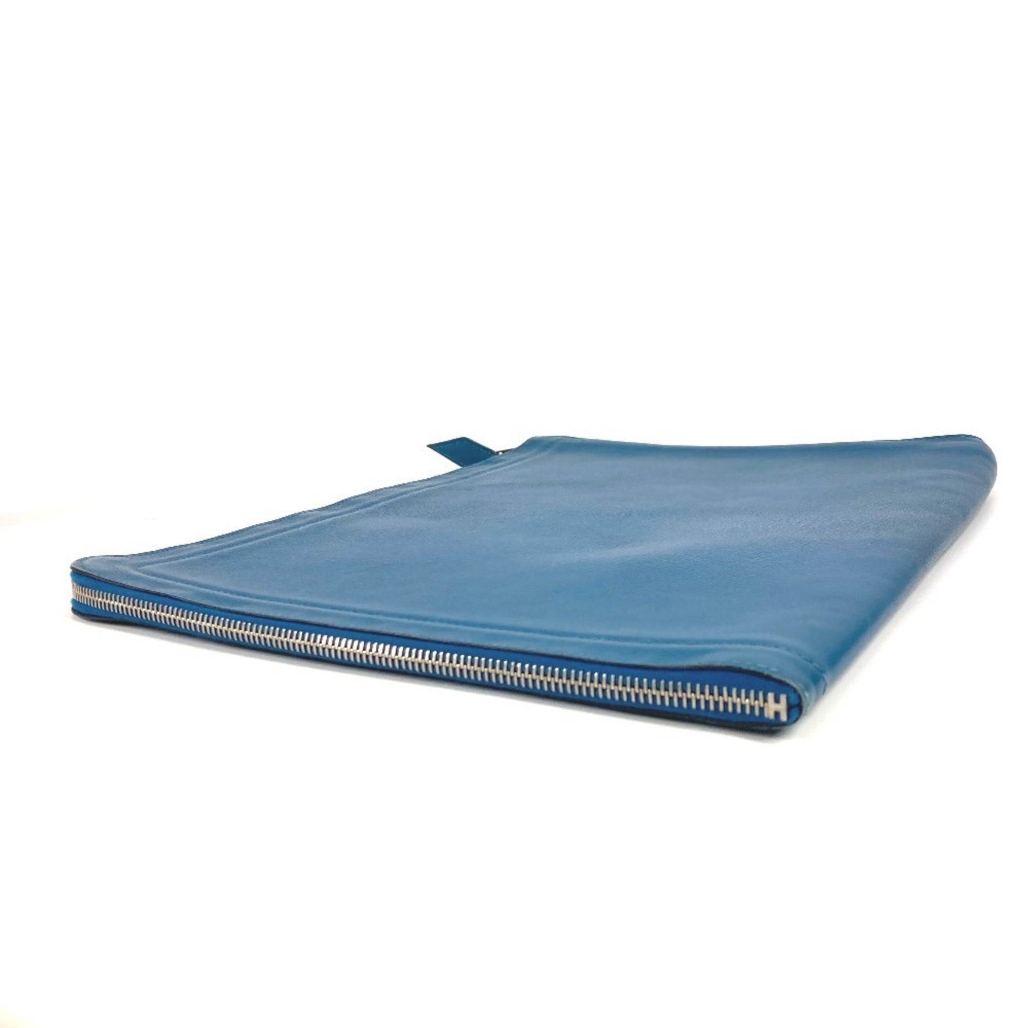 Hermes Blue Leather Clutch Bag Pouch (Pre-Owned)