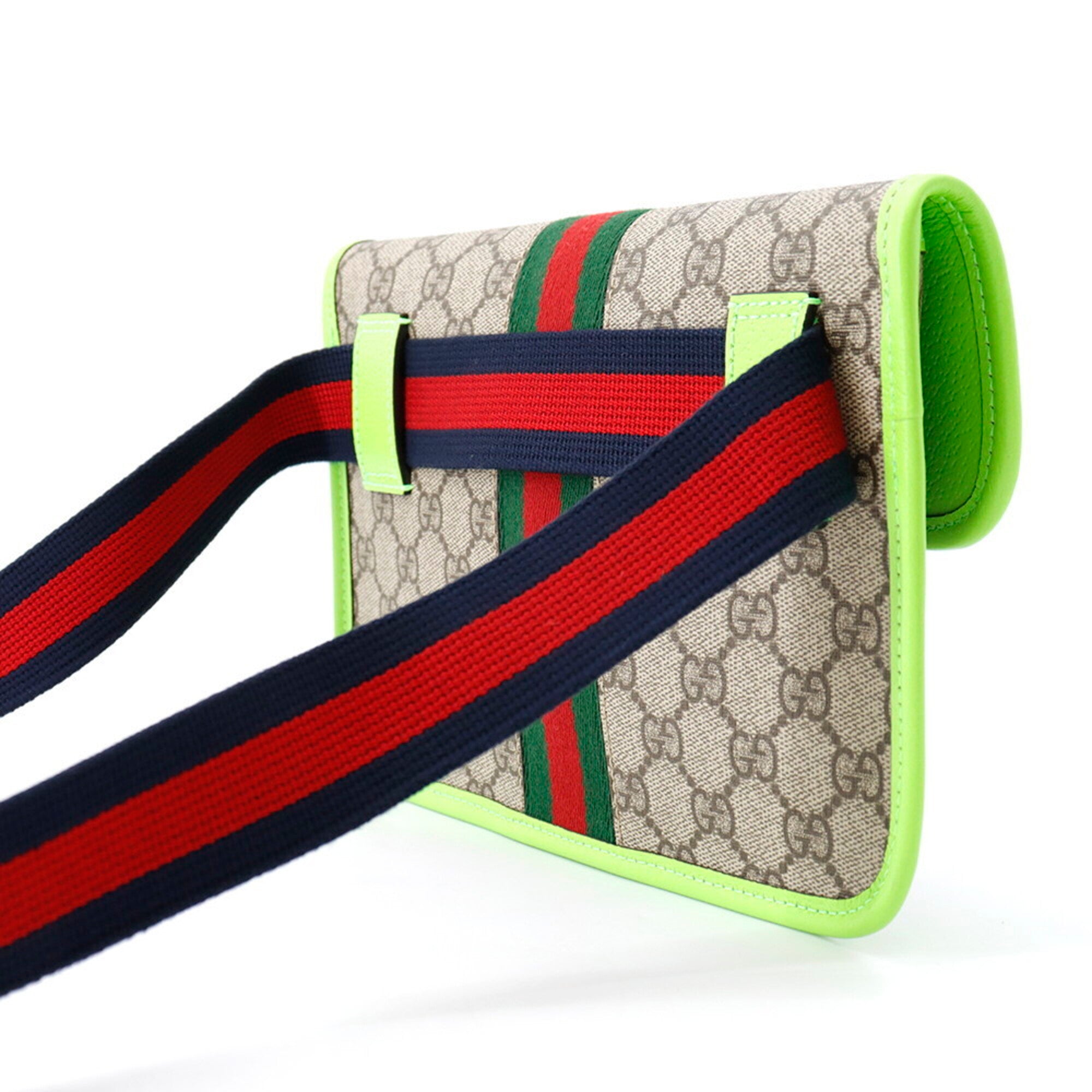 Gucci Green Red Color Pvc Leather Fanny Pack Sling Bag (Pre-Owned)