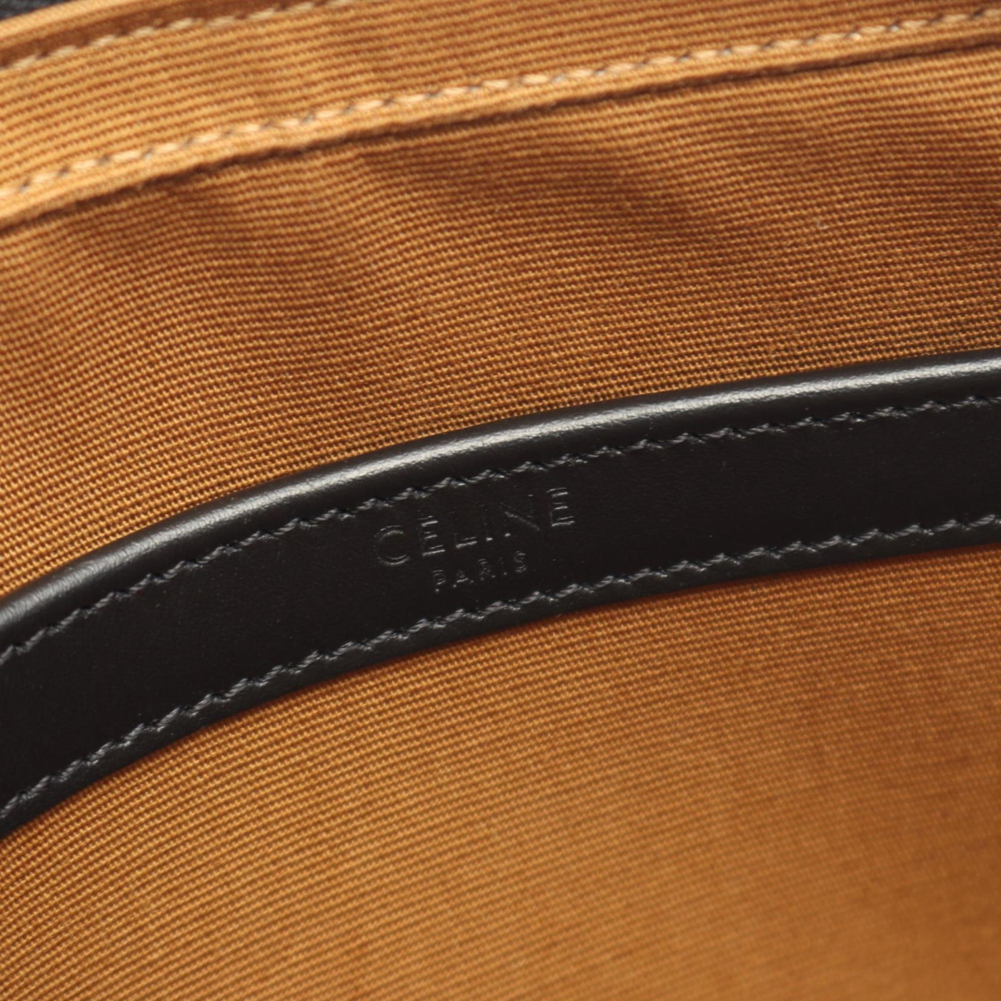 Celine Black Brown Coated Canvas Leather Handbag Messenger Bag Shoulder Bag (Pre-Owned)