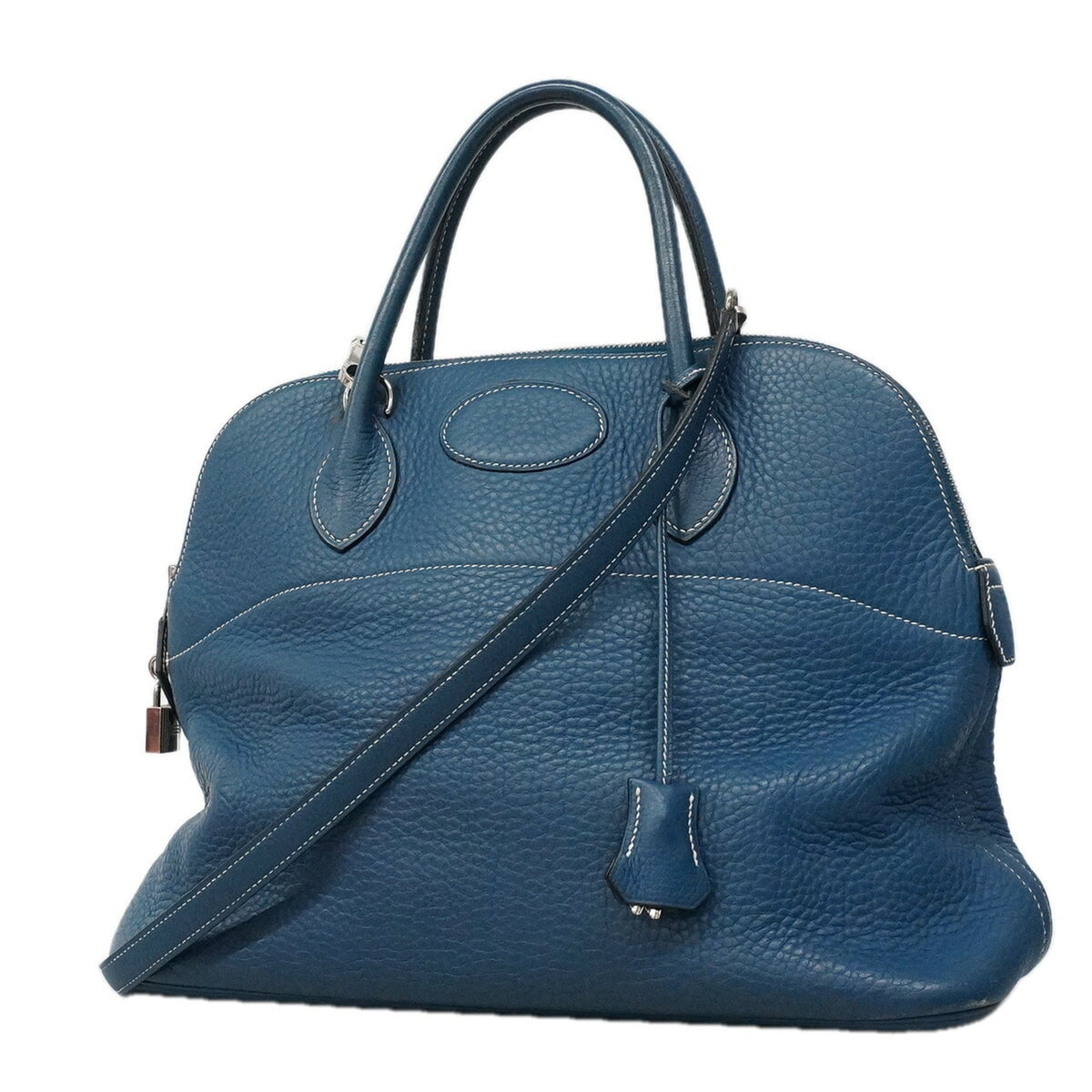 Hermes Blue Taurillon Clemence Leather Handbag (Pre-Owned)