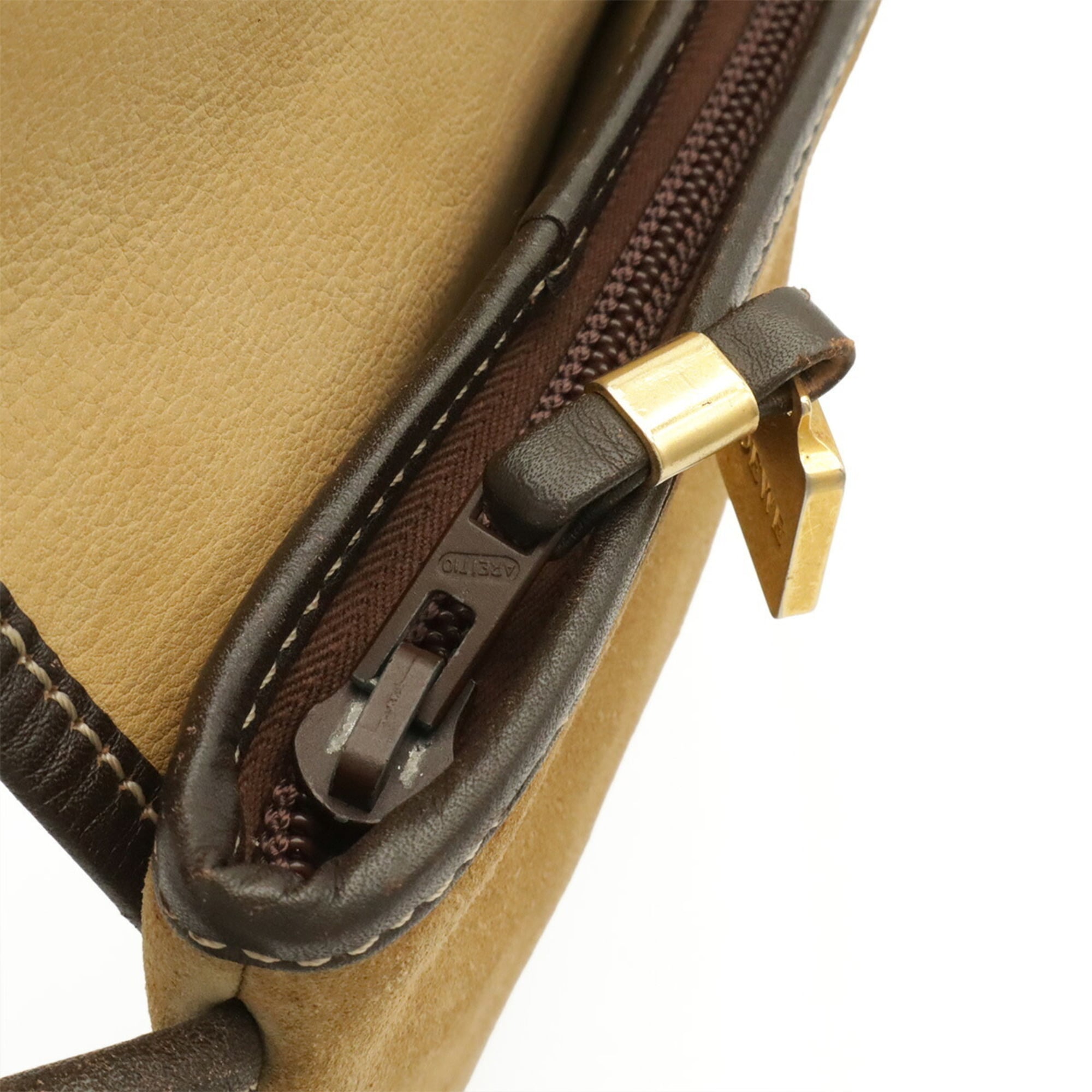 Loewe Dark Brown Khaki Suede Pochette Shoulder Bag (Pre-Owned)