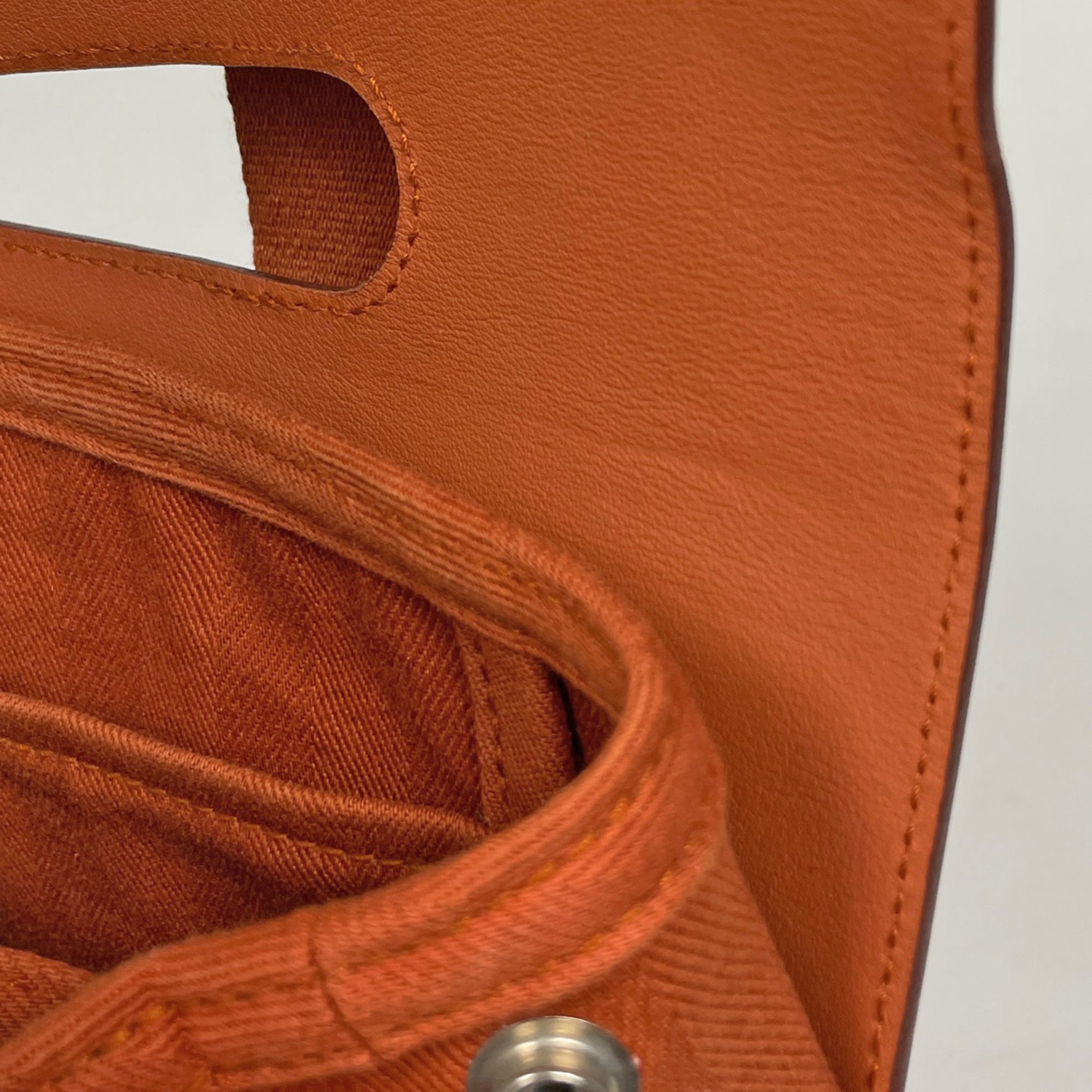 Hermes Potiron Toile Chevron Handbag (Pre-Owned)
