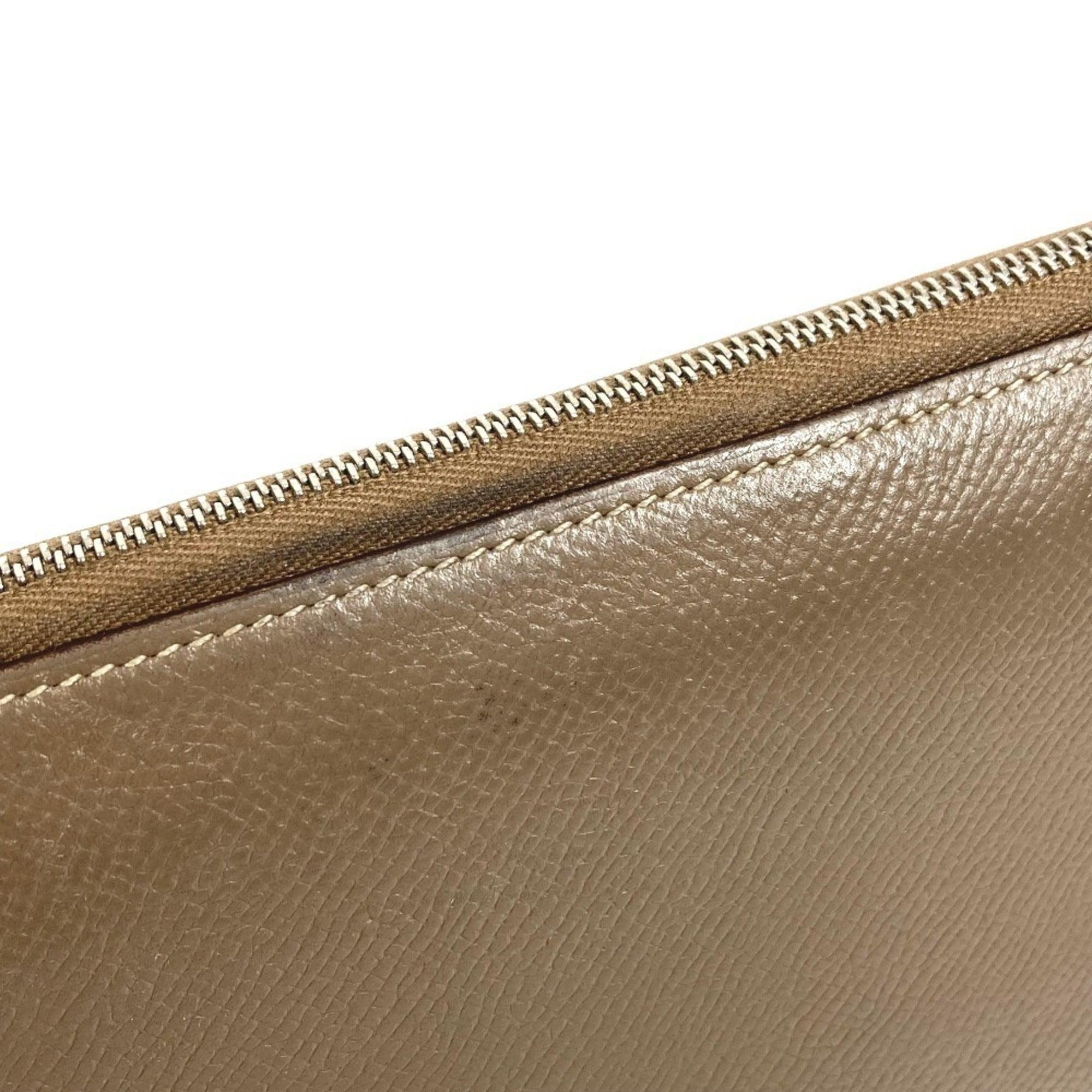 Hermes Silk'in Gray Epsom Leather Long Wallet (Bi-Fold) (Pre-Owned)