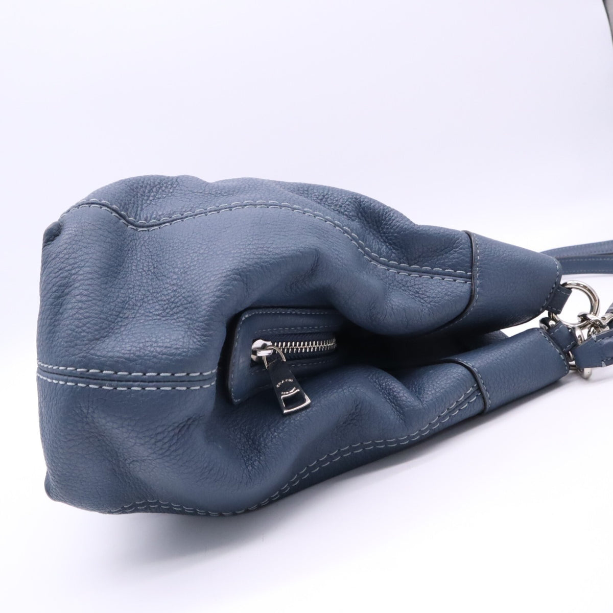 Coach Navy Leather Handbag Shoulder Bag (Pre-Owned)