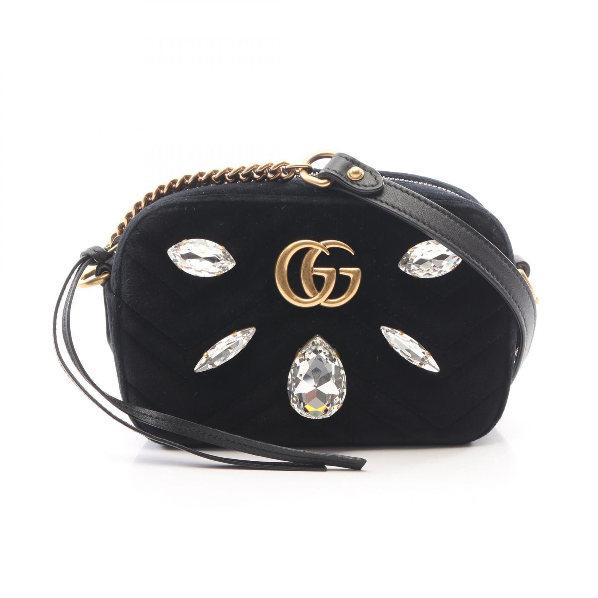 Gucci Black Fabric Leather Handbag Shoulder Bag (Pre-Owned)