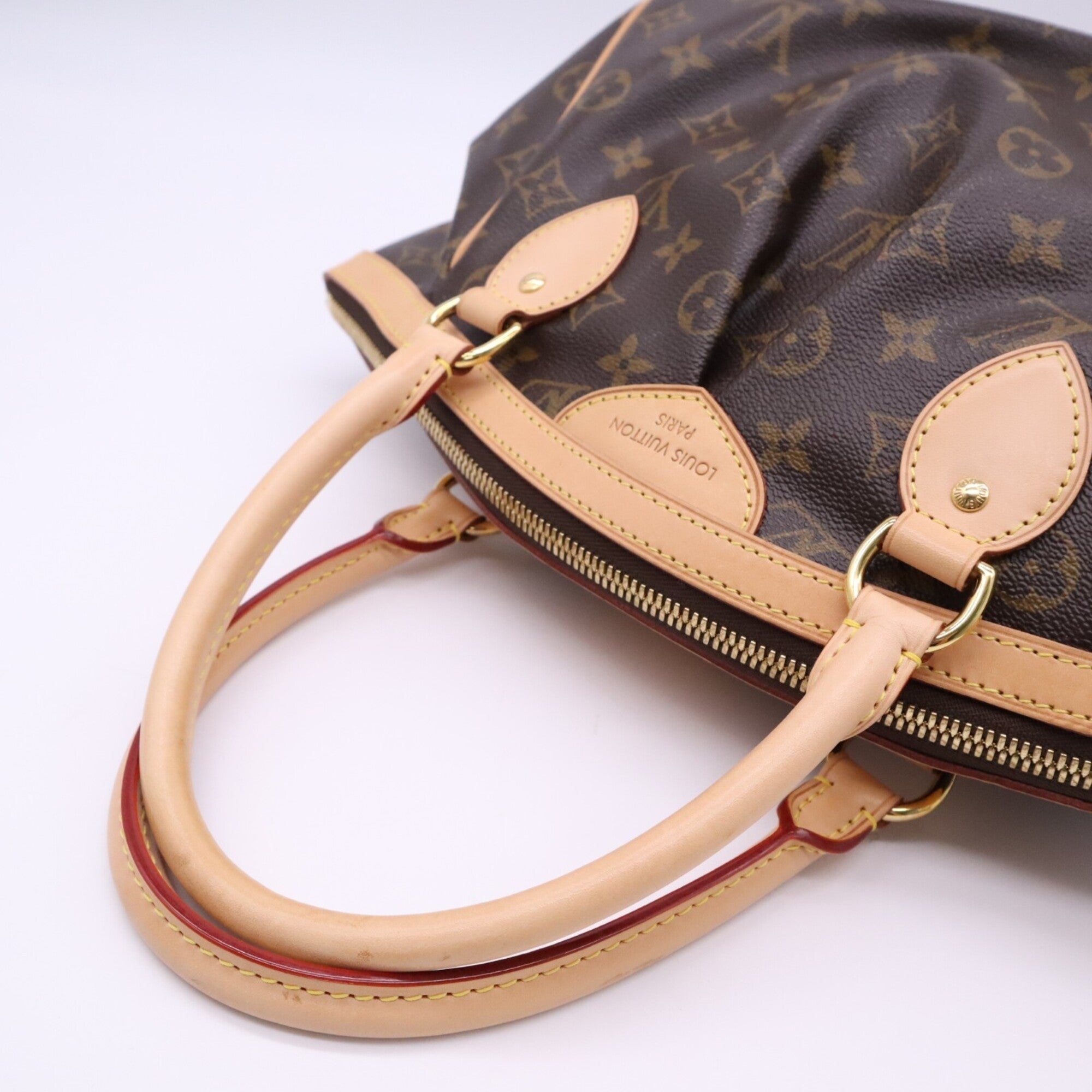Louis Vuitton Monogram Beige Brown Coated Canvas Leather Handbag (Pre-Owned)