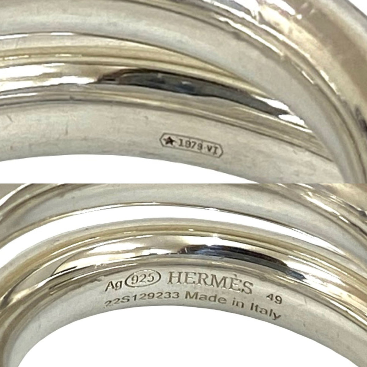 Hermes Silver Silver 925 Band Ring (Pre-Owned)