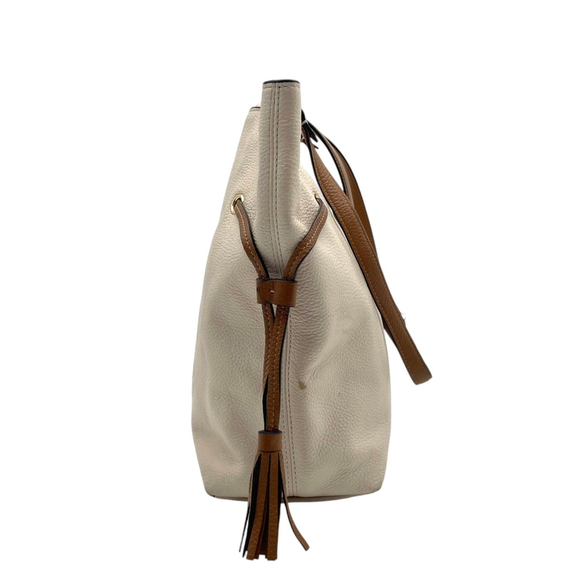 Coach Brown Ivory Leather Handbag Tote Bag (Pre-Owned)