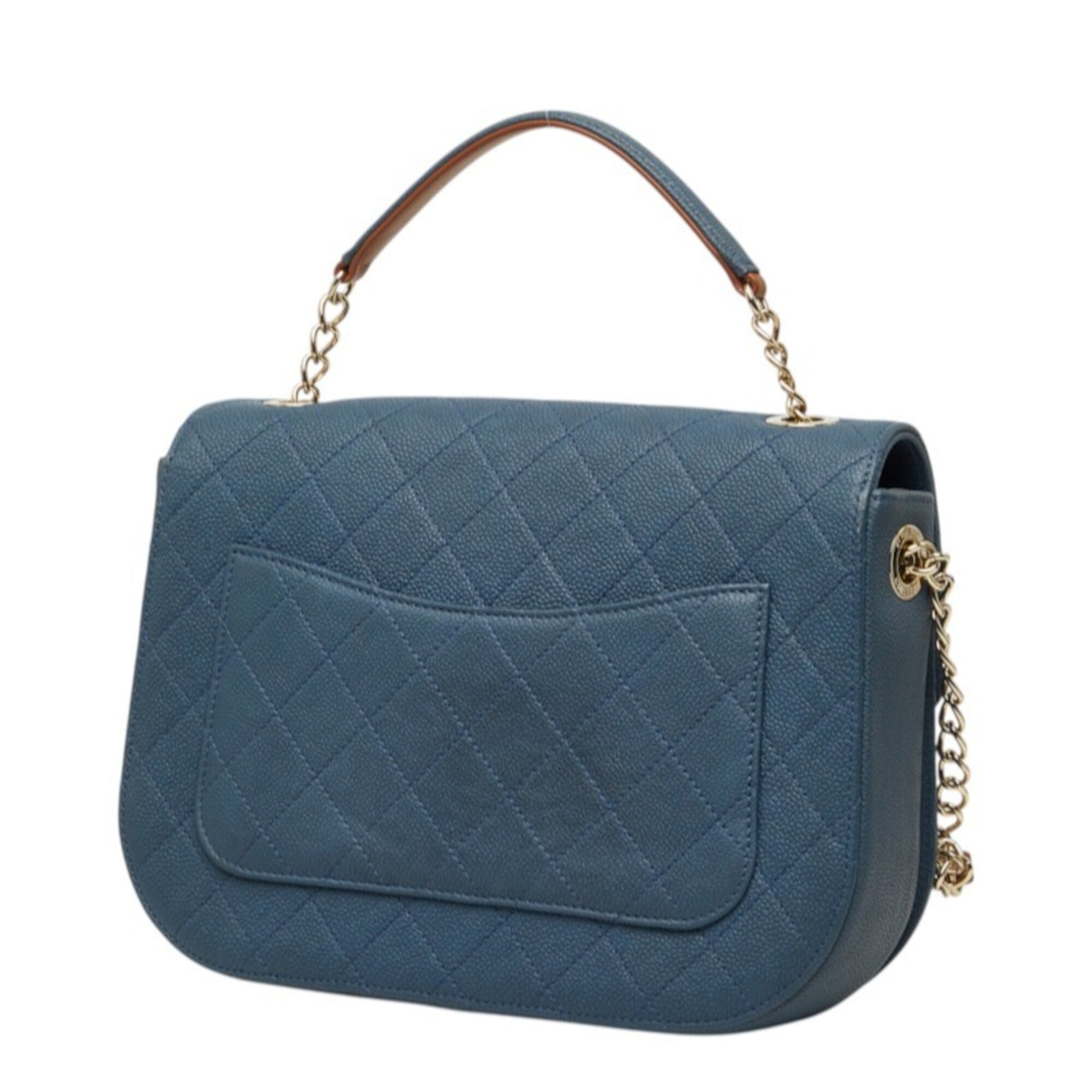Chanel Blue Grained Calfskin Handbag Shoulder Bag (Pre-Owned)
