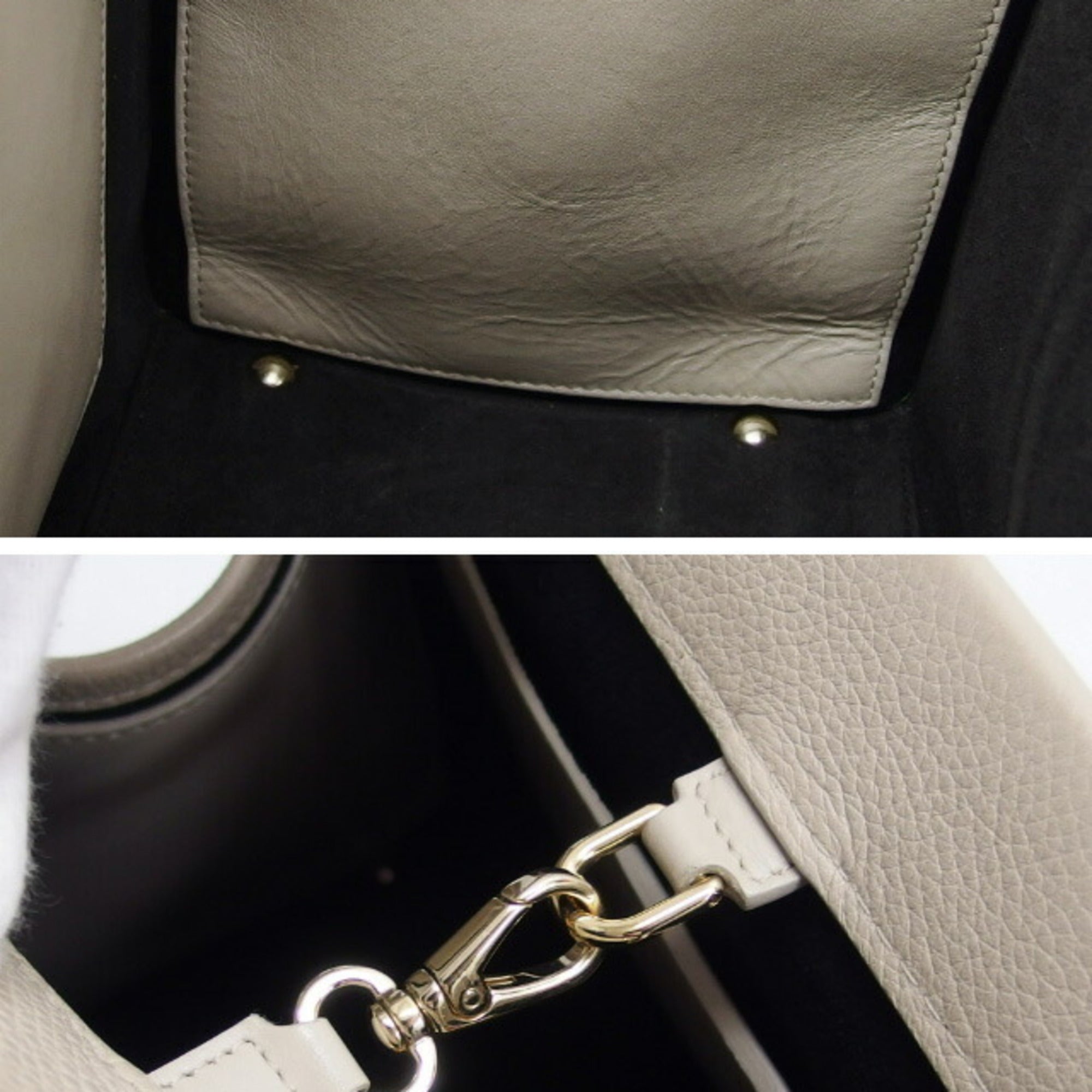 Salvatore Ferragamo Light Beige Leather Handbag Shoulder Bag Tote Bag (Pre-Owned)