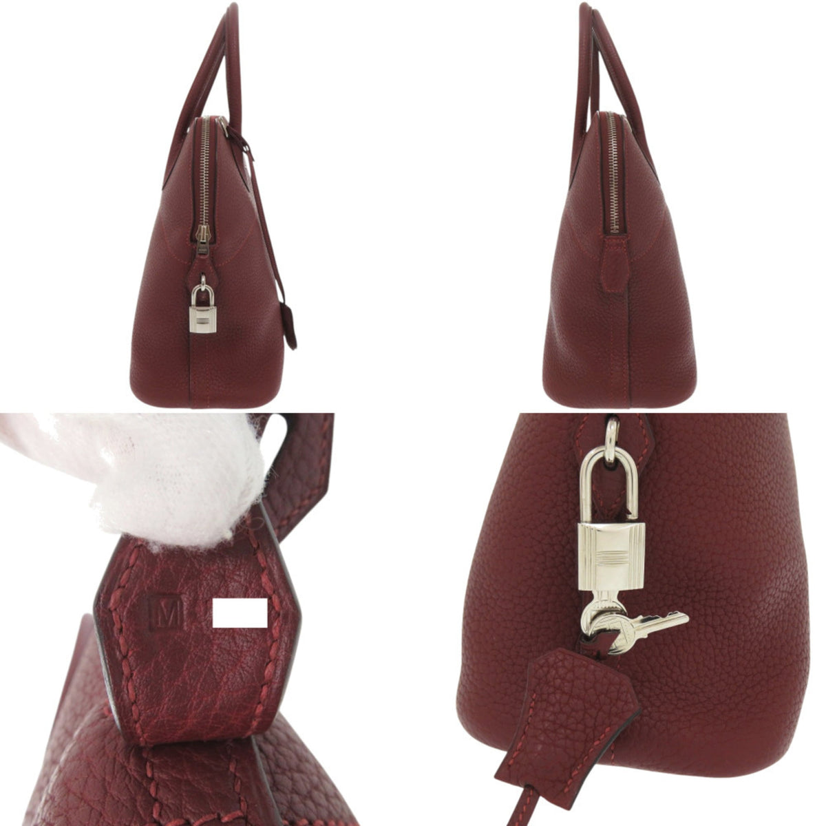 Hermes Rouge H Taurillon Clemence Leather Handbag (Pre-Owned)