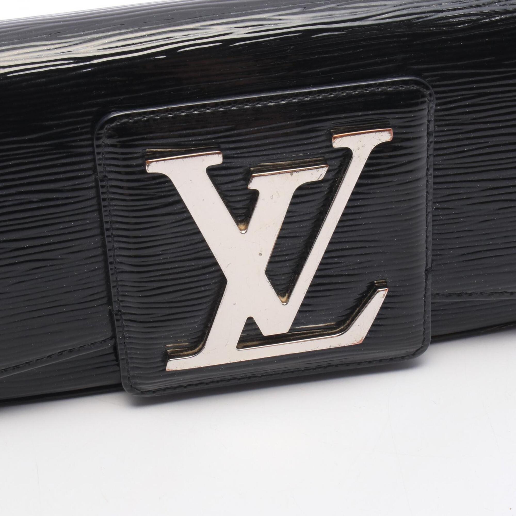 Louis Vuitton Black Noir Leather Clutch Bag Handbag (Pre-Owned)