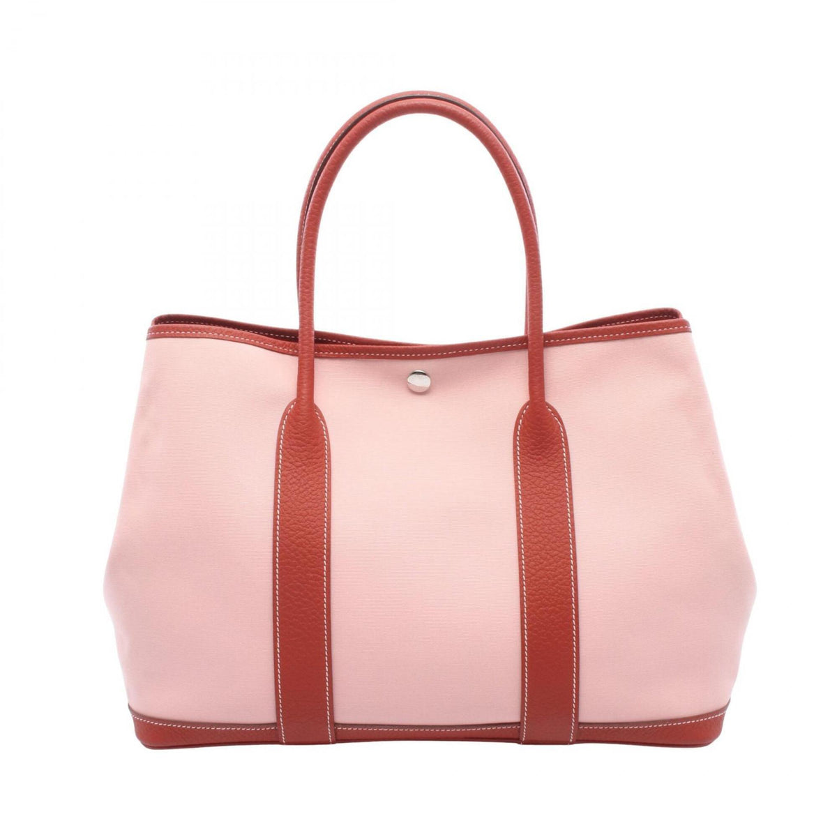 Hermes Pink Red Color Canvas Toile Officier Handbag Tote Bag (Pre-Owned)