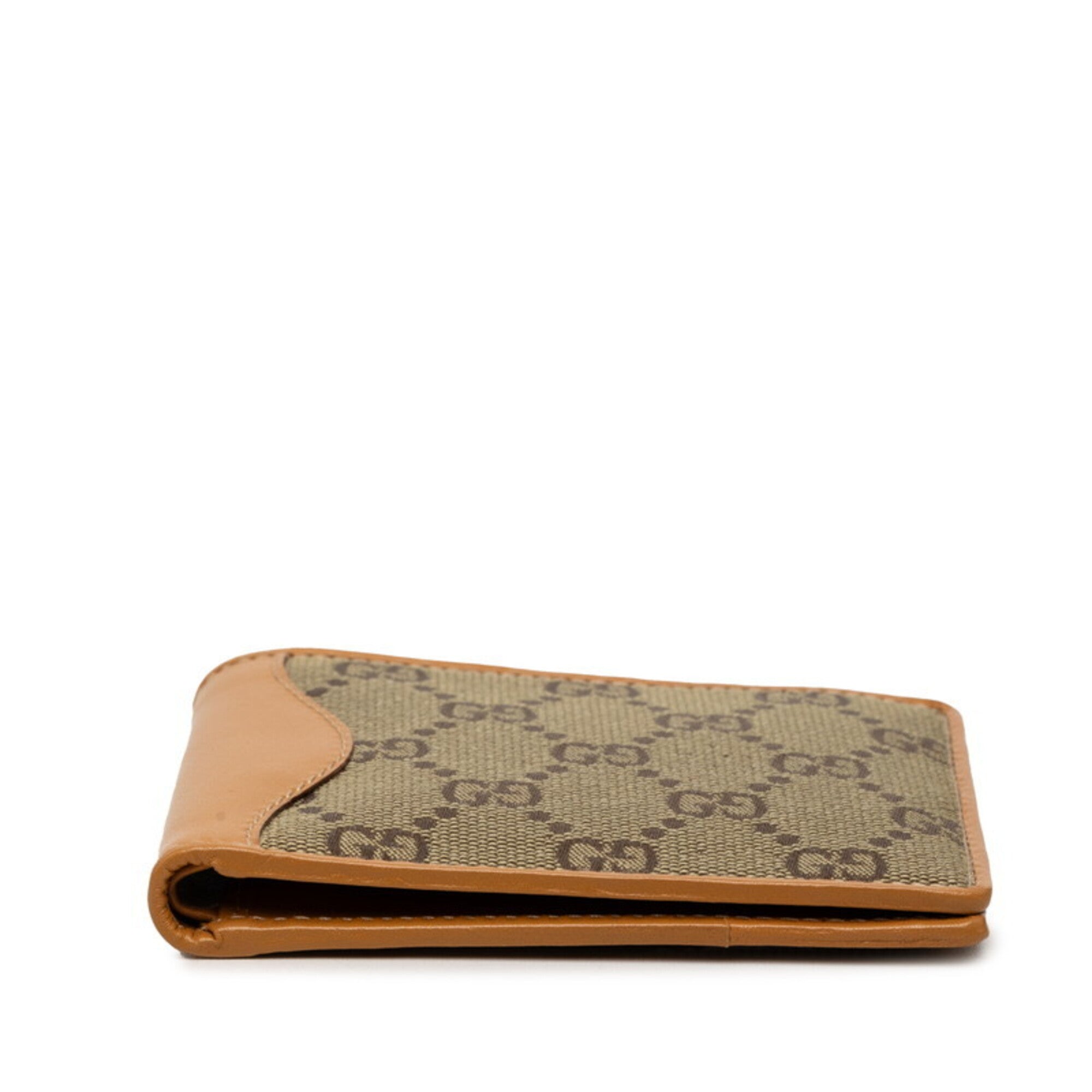 Gucci Beige Brown Gg Canvas Leather Wallet (Bi-Fold) (Pre-Owned)