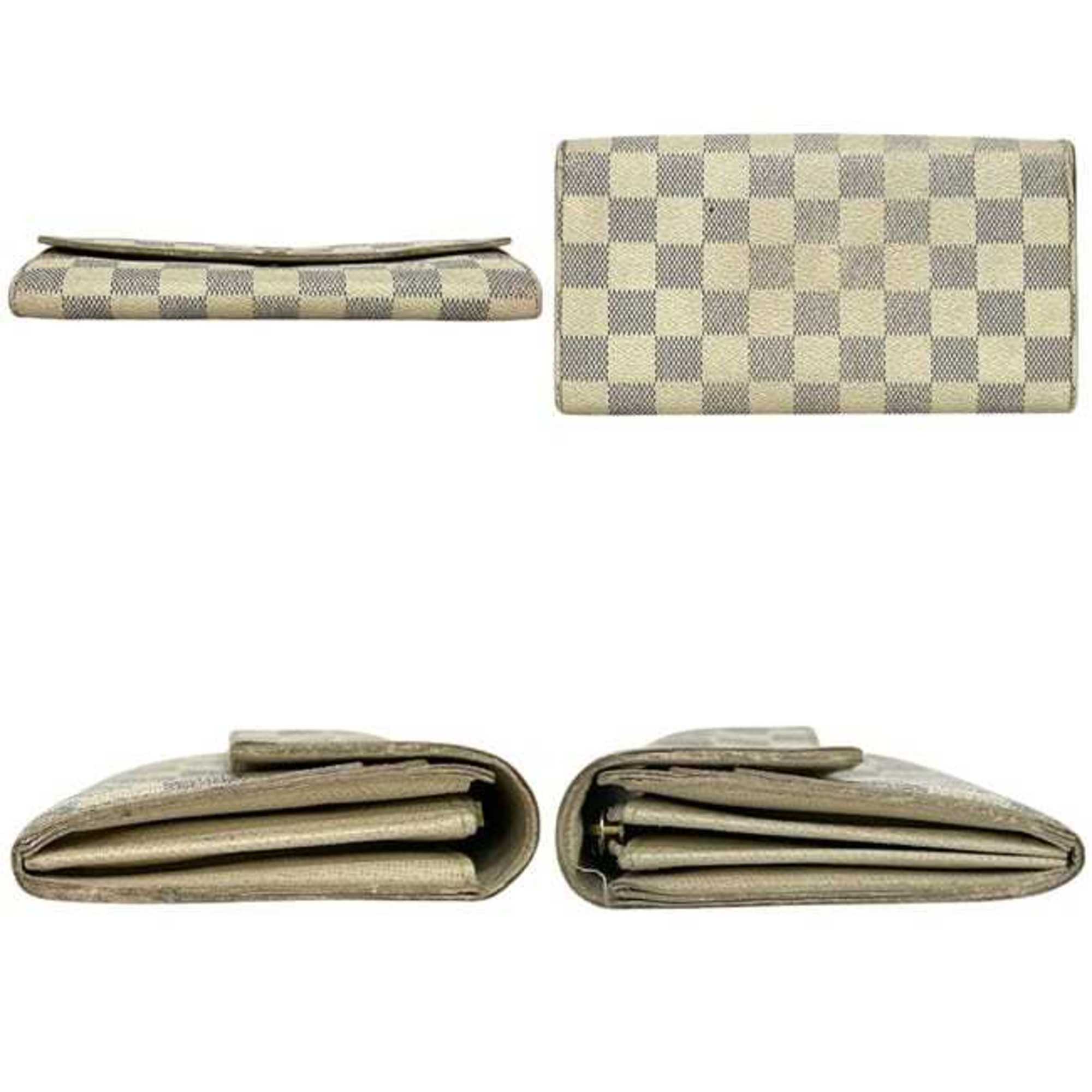 Louis Vuitton Beige Damier Azur Gray White Damier Azur Long Wallet (Bi-Fold) (Pre-Owned)