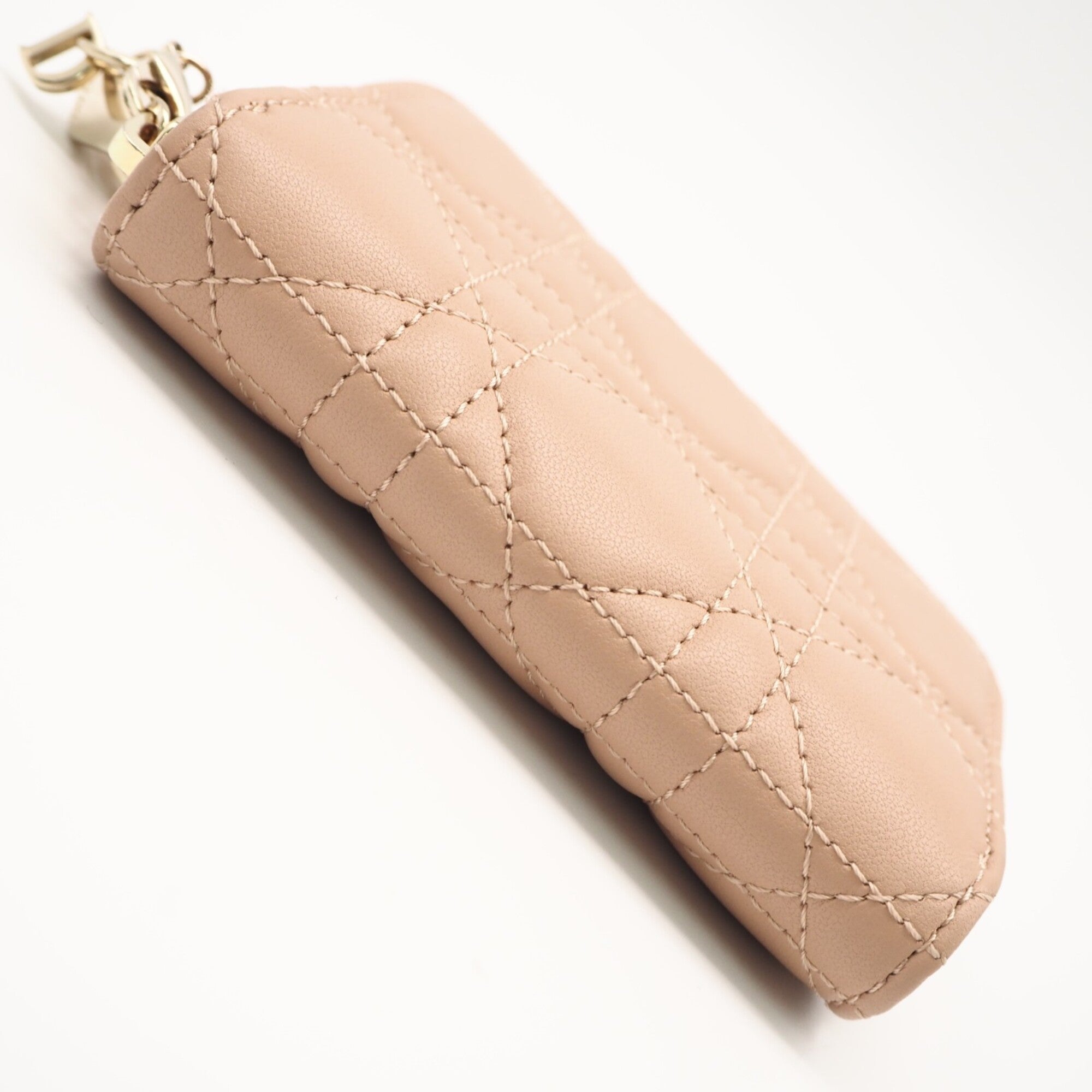 Christian Dior Lady Dior Pink Beige Leather Coin Purse/Coin Case (Pre-Owned)